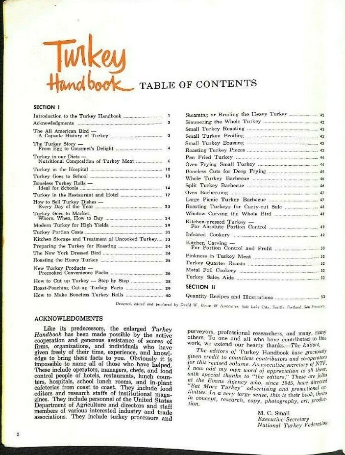 Turkey Handbook National Turkey Federation Vintage C10