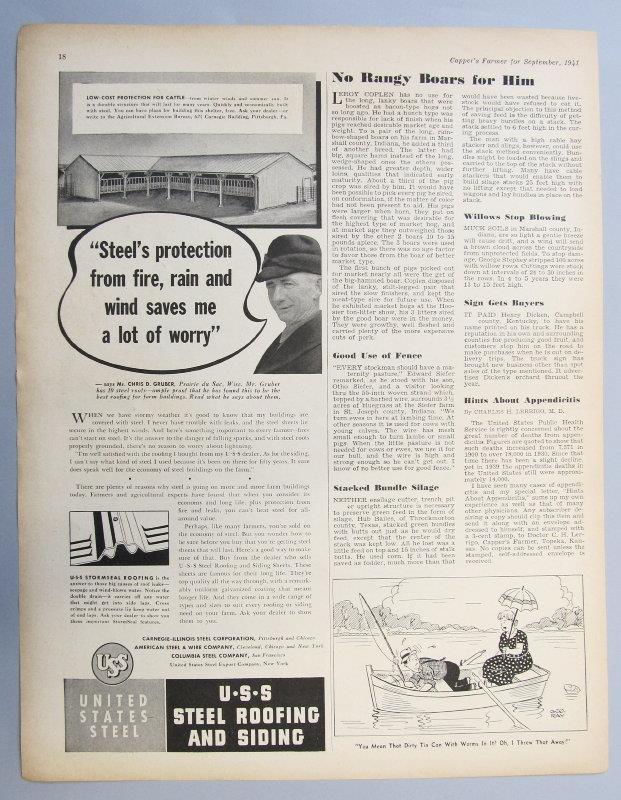 Orig 1941 USS Steel Building Endorsed Ad Chris Gruber Prairie du Sac Wisconsin