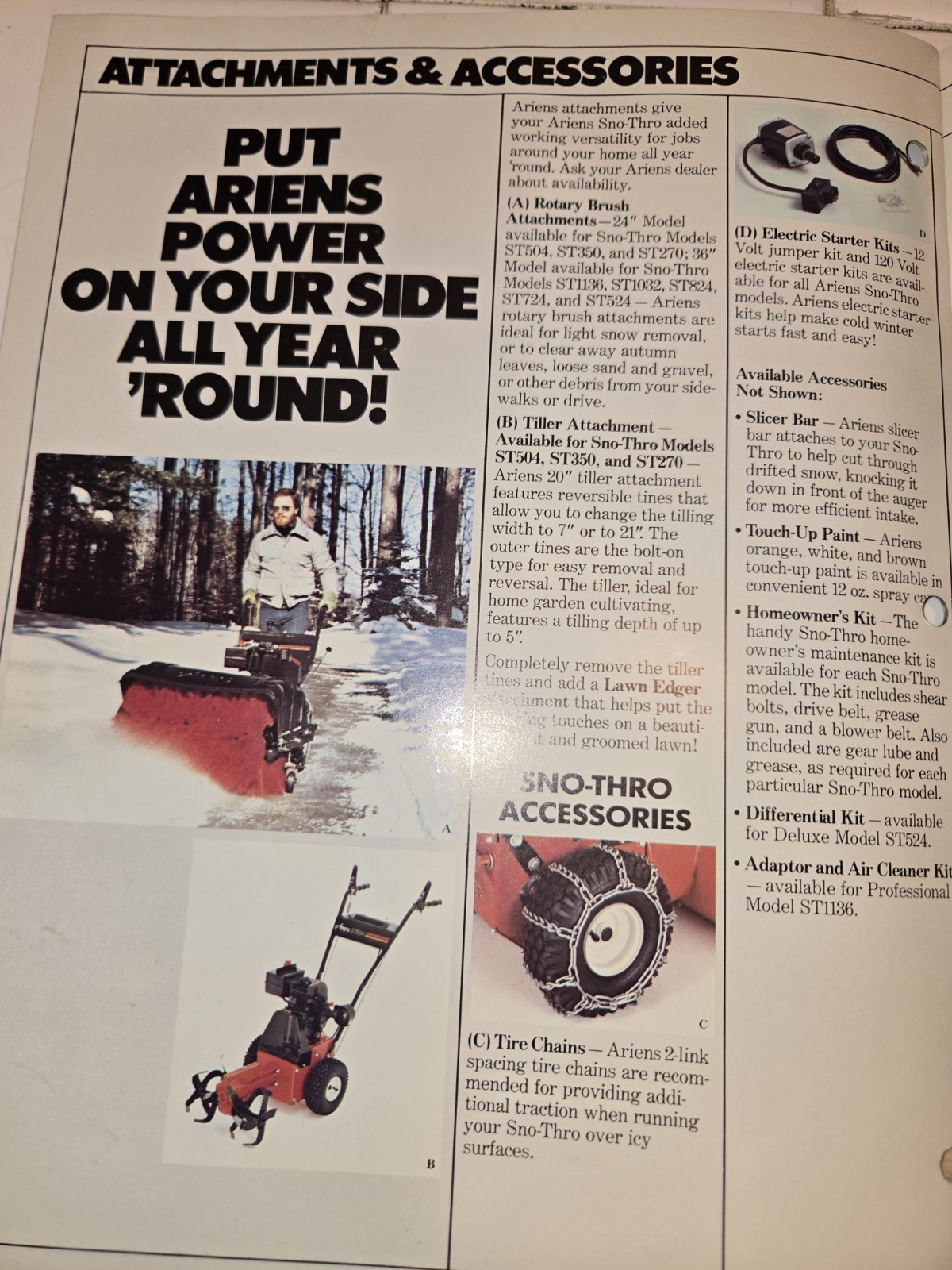 2 1983 ARIENS DEALERSHIP ADVERTISING BROCHURES SNO-THRO TRACTORS & SNO-THROS