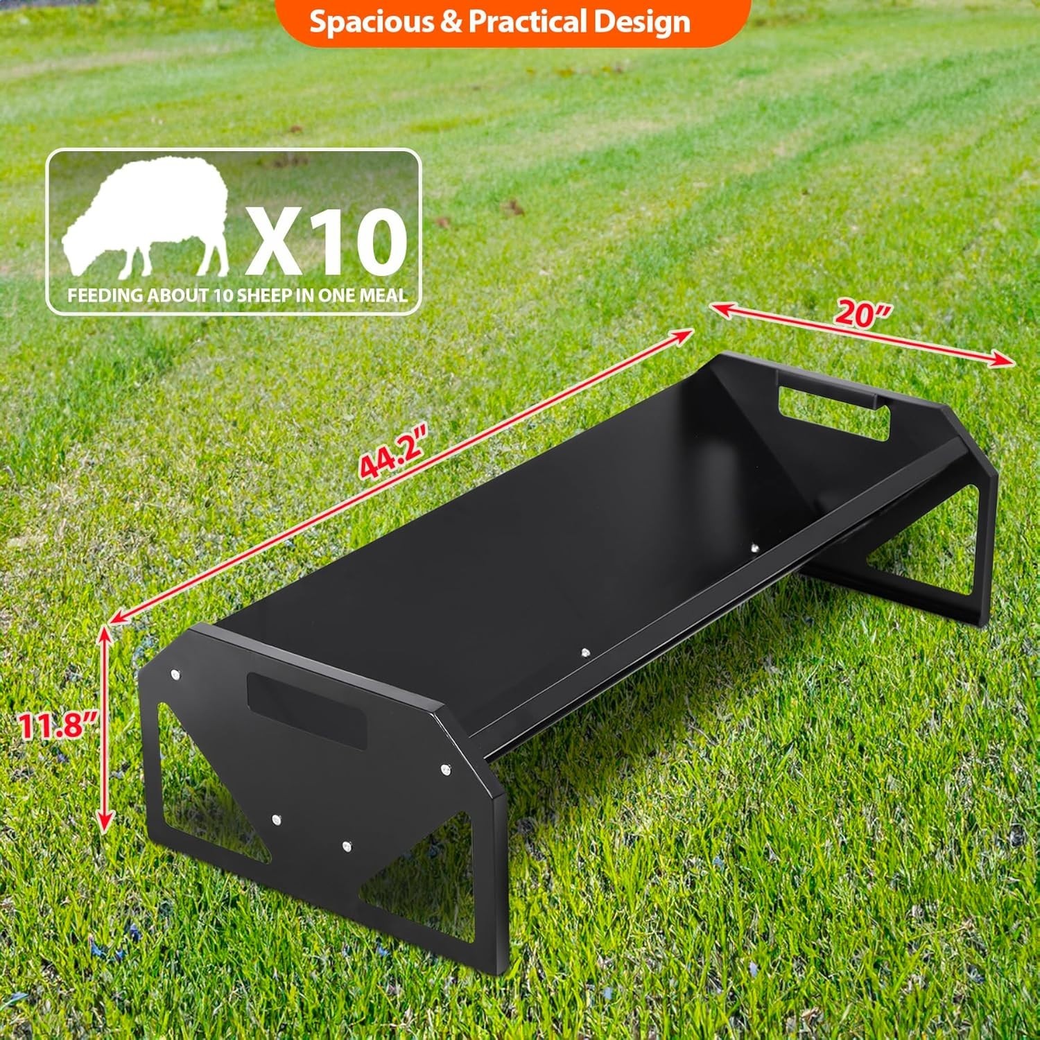 Pasture Feeder 44.2″ Long, Heavy-Duty Large Capacity Livestock Feeder with Deepe