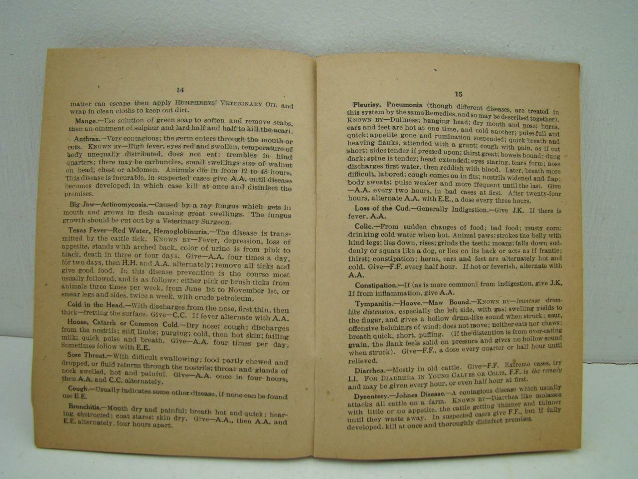 1927 HUMPHREYS’ VETERINARY GUIDE DRUGGIST PAUL G. KLINKENBERG