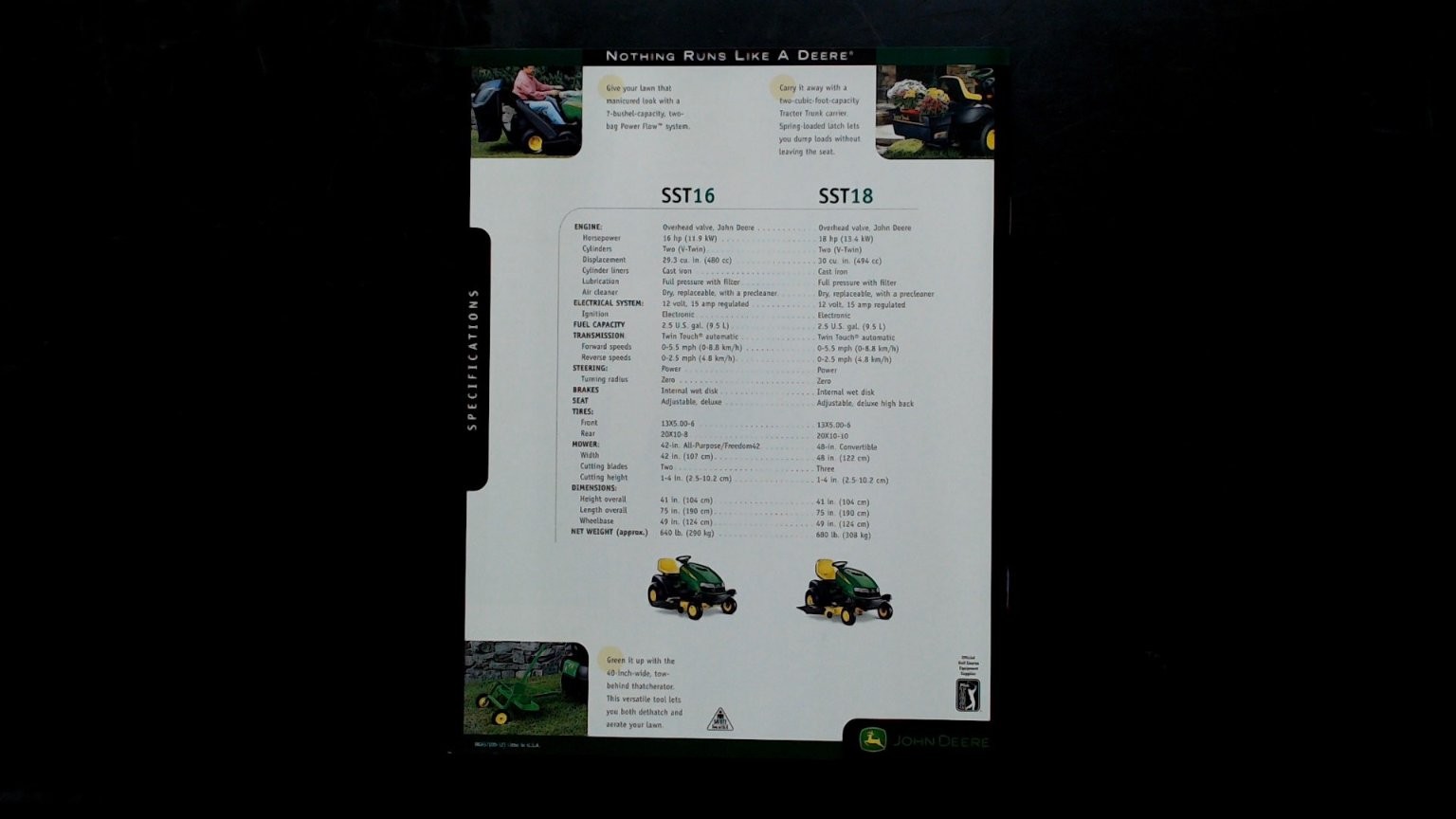 John Deere Spin-Steer Technology Lawn Tractor Brochure Vintage