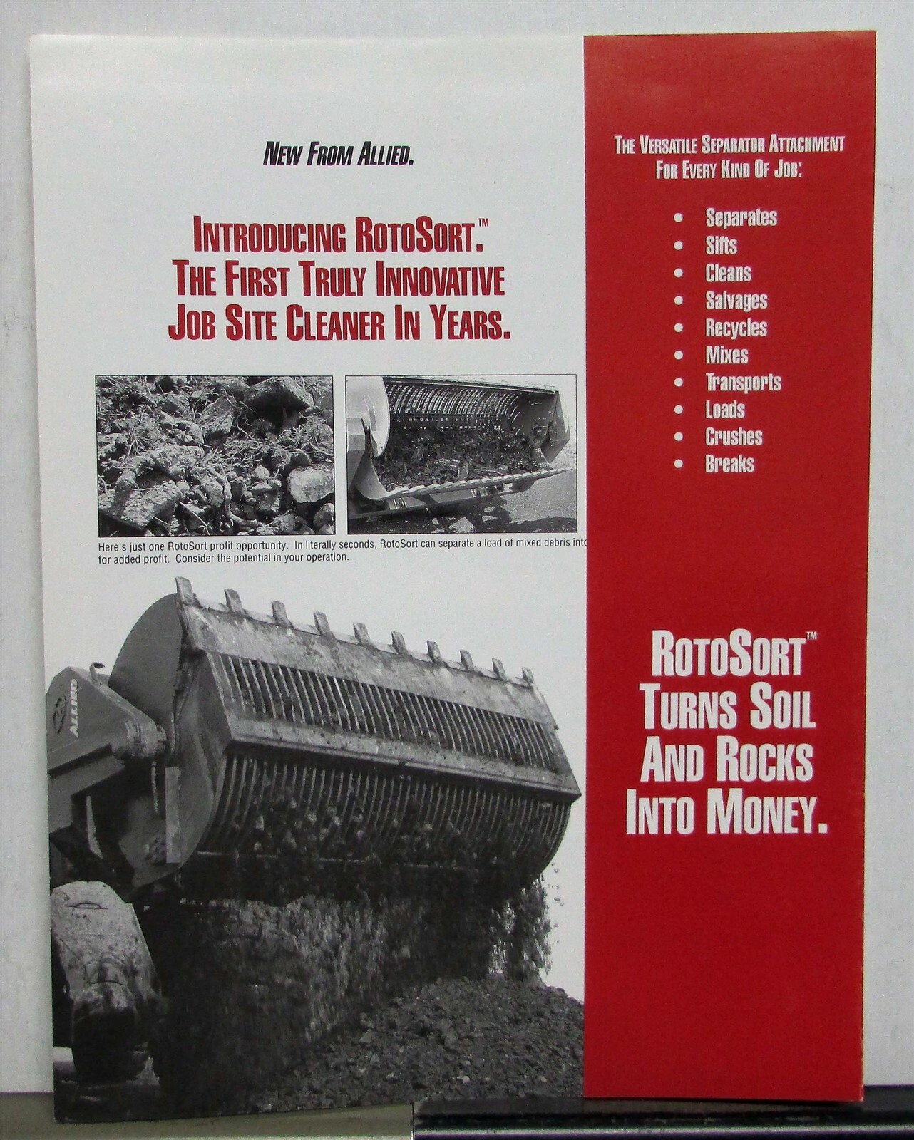 1991 Allied ROTOSORT Innovative Job Site Cleaner Construction Sales Data Sheet