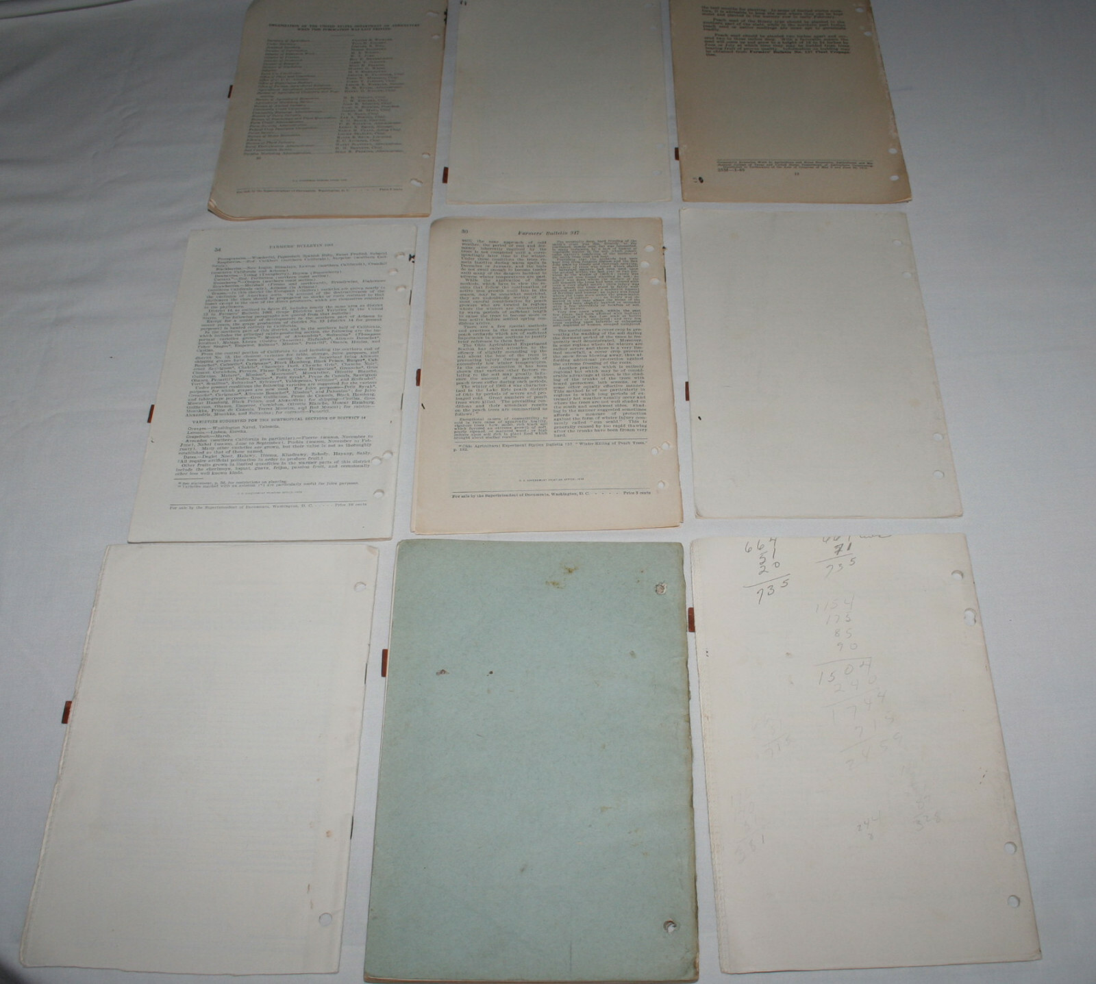 9 US Department of Agriculture lot of Farmer’s Bulletin