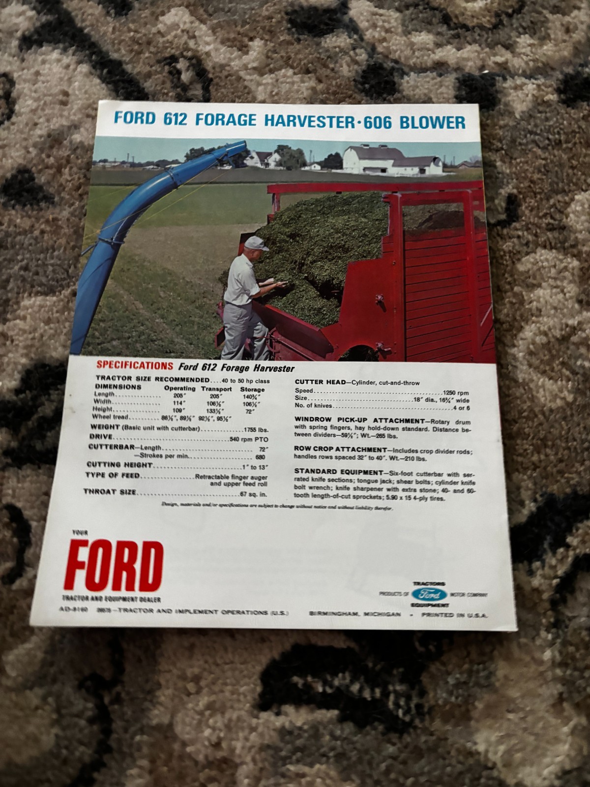 Ford Tractor 612 Forage Harvester 606 Forage Blower For 1965 Brochure DCPA26