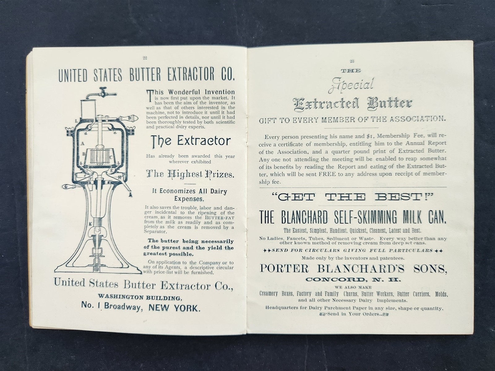 1890 antique VERMONT DAIRYMEN’S ASSOC w ADS PROGRAM EXHIBIT 29th annual meeting
