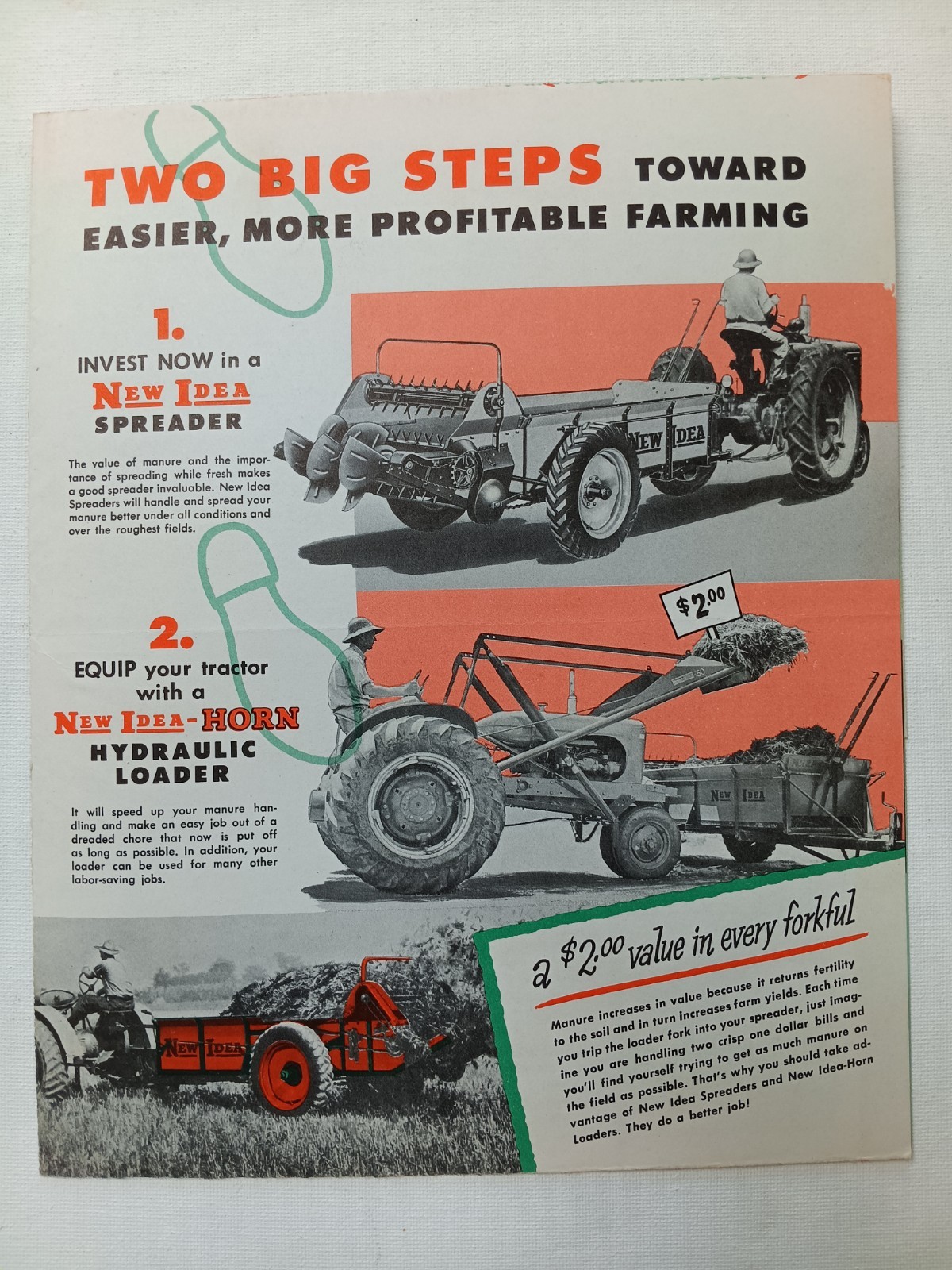 NEW IDEA “Two Big Steps toward Easier, More Profitable Farming” Mailer Ad