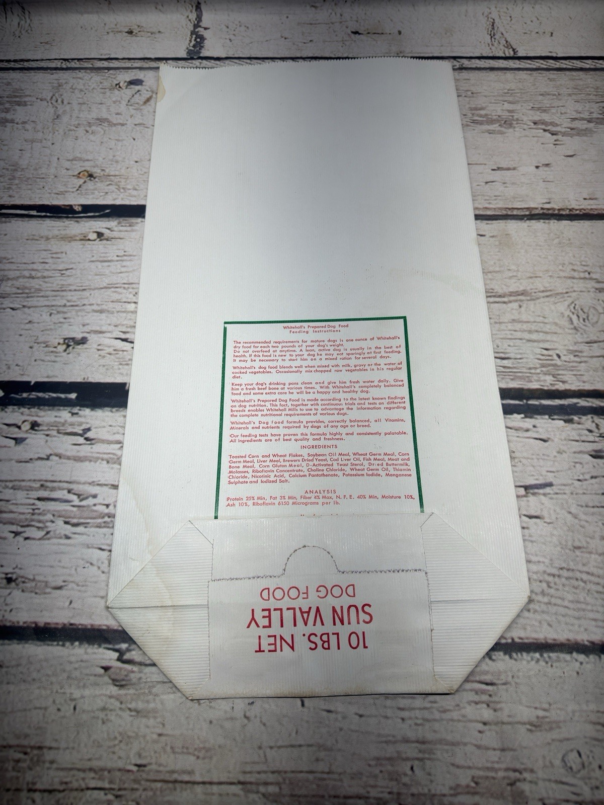 VTG Whitehall’s Sun Valley Dog Food Whitehall Mills Allentown PA RARE Feed Bag