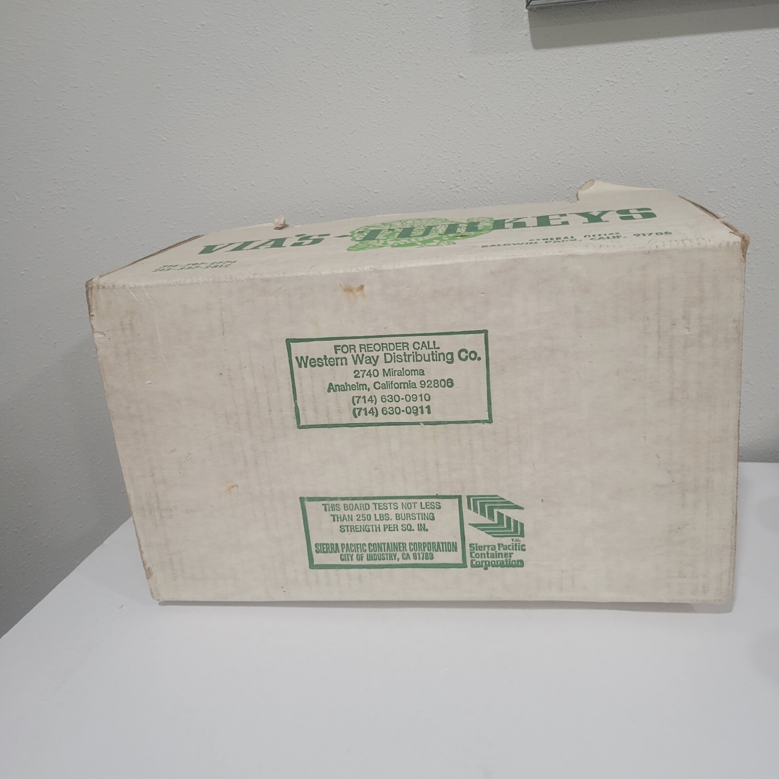 Vintage Cardbord Box Via’s Turkeys Yucaipa Baldwin Park