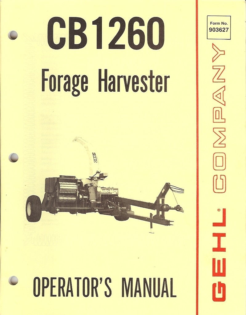 Farm Manual – Gehl – CB 1260 – Forage Harvester – Operator’s – 1985 (FM126)