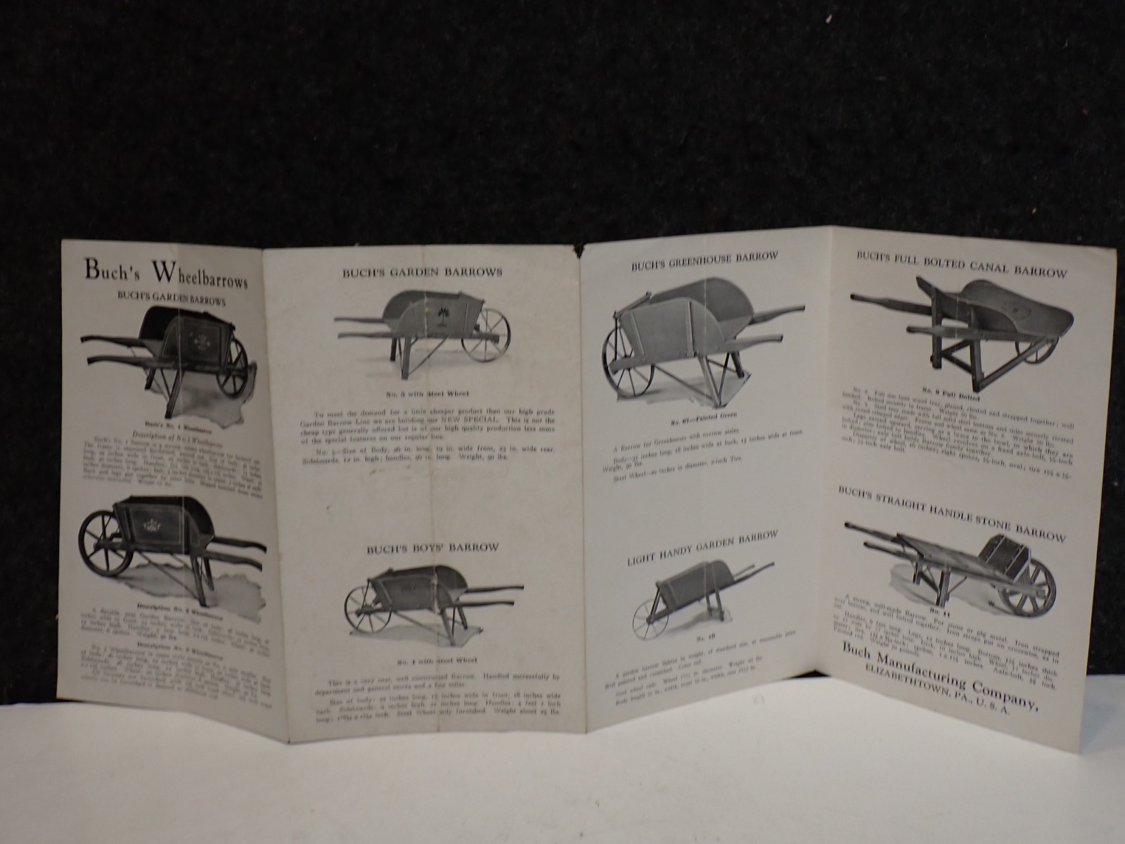CIRCA 1890-1900 BUCH’s WHEELBARROWS / GARDEN BARROWS CATALOG Lancaster PA