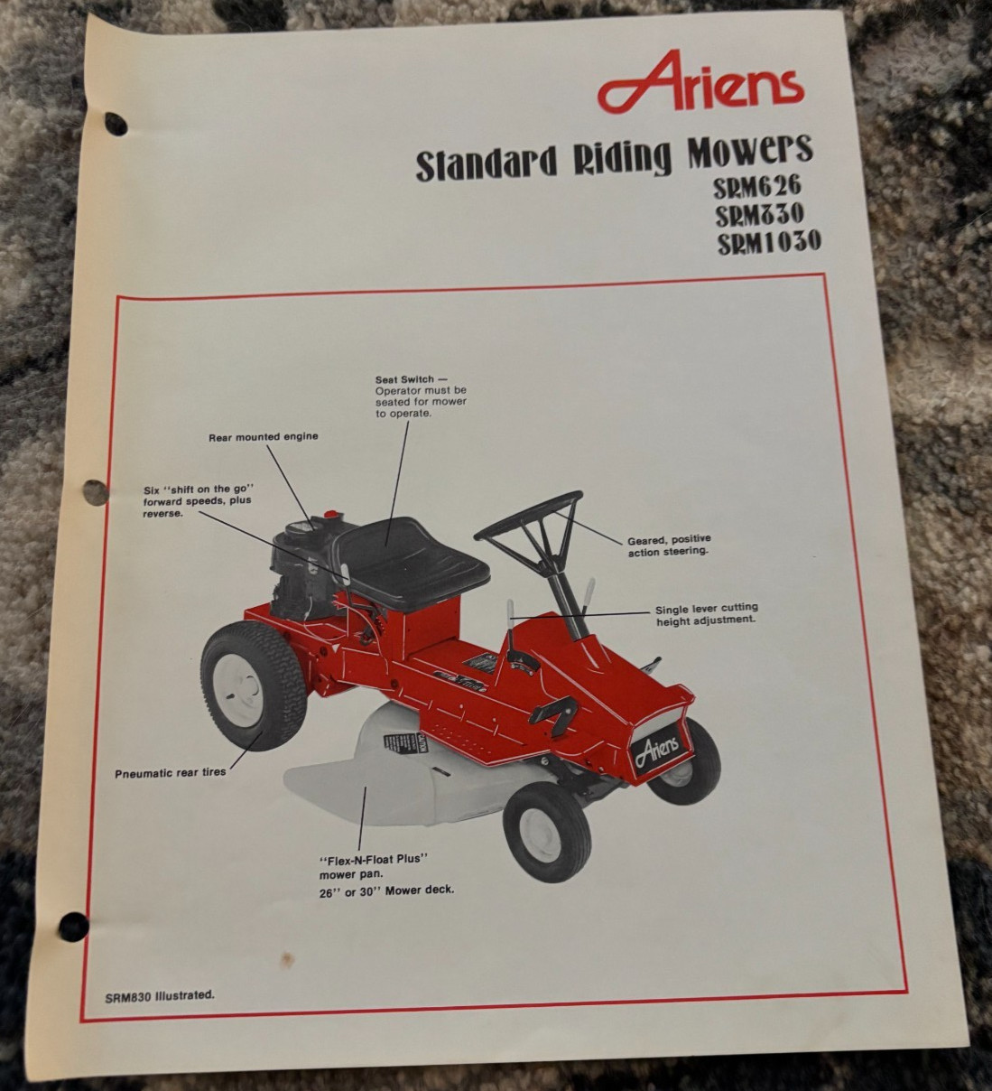 Ariens SMR626 SRM330 SRM1030 Standard Riding Mowers Brochure DCPA26