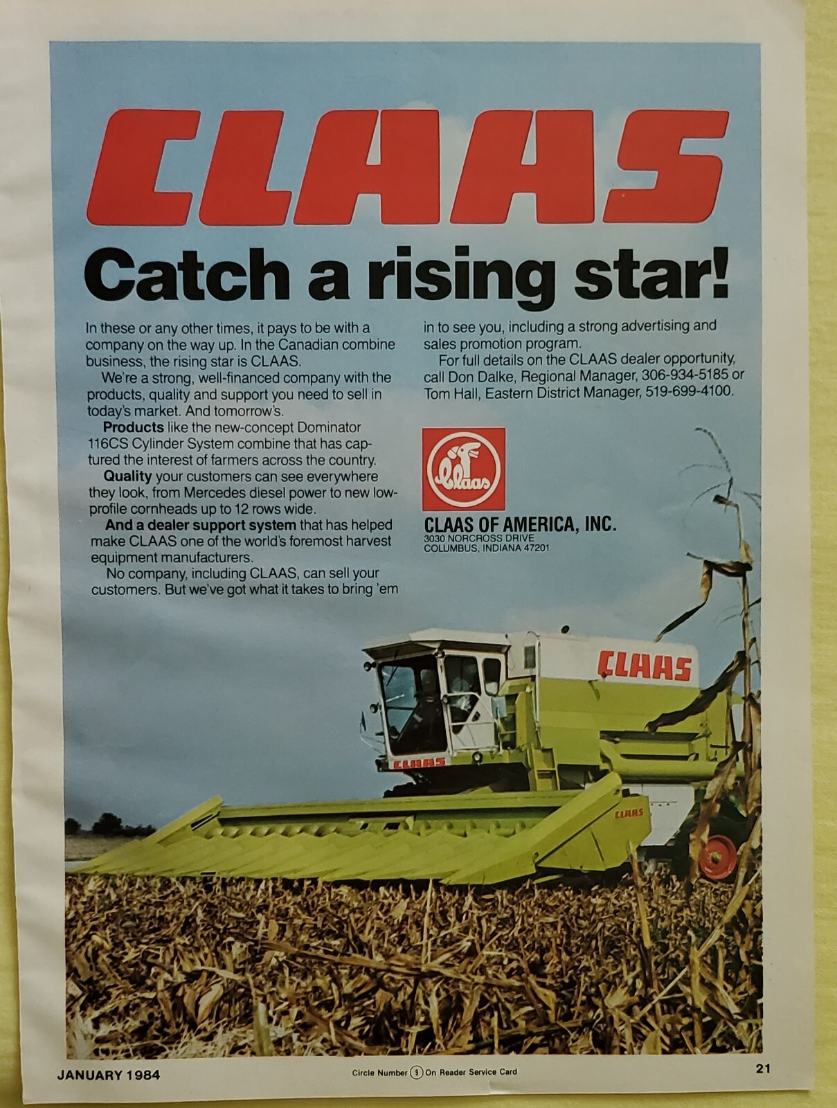 Claas Combine Print Advertisement 1984