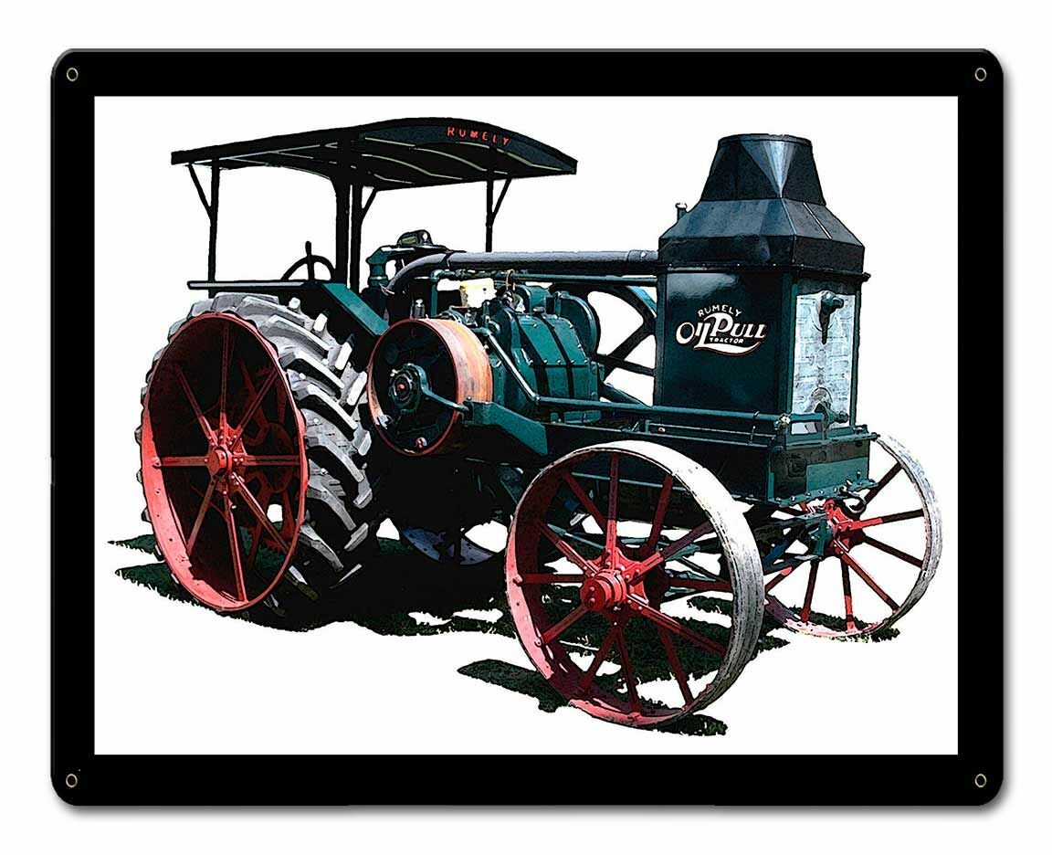 RUMELY OIL PULL TRACTOR 15″ HEAVY DUTY USA MADE METAL FARM ADVERTISING SIGN