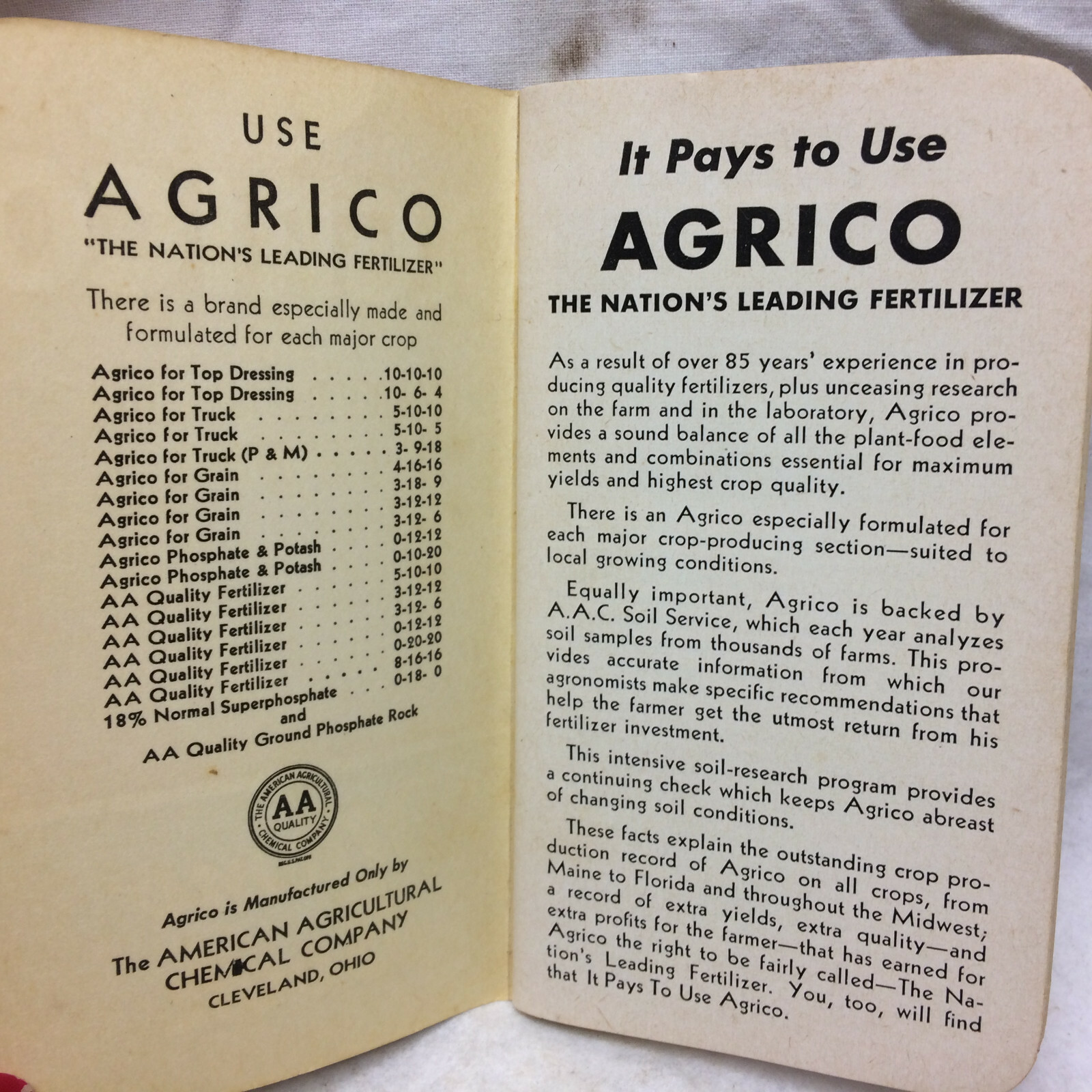 2 Vtg 1950’s Pocket Notebook Advertising Agrico Fertilizer & Globe Fertilizers