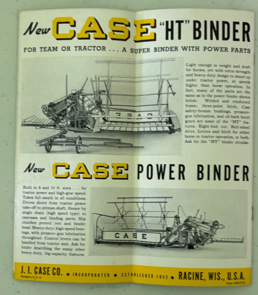 Case Horse Drawn Grain Binder For 1937 Brochure DCPA26