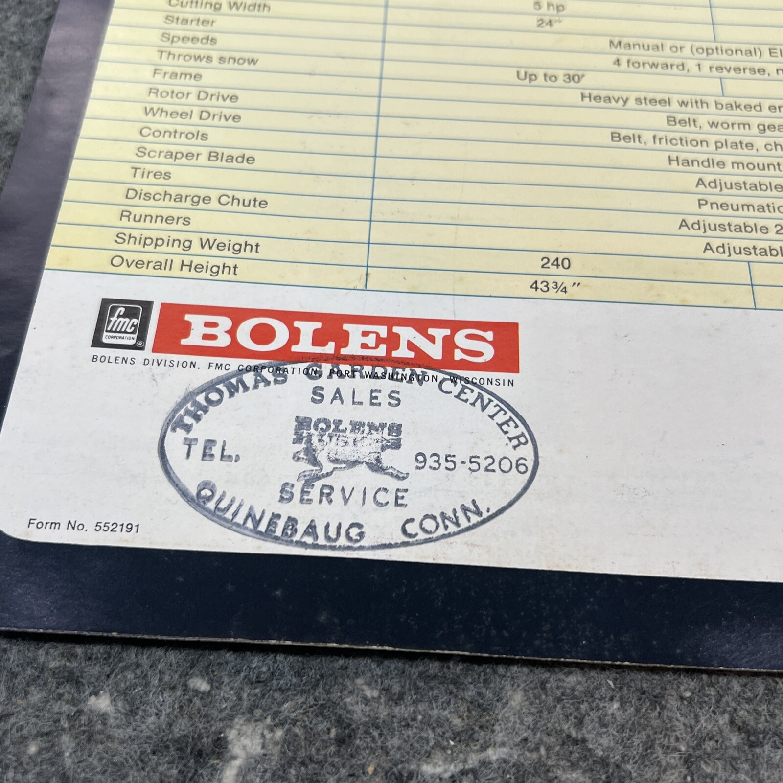 Original Bolens Snow Removal Equipment …for a ‘no shovel’ winter Brochure