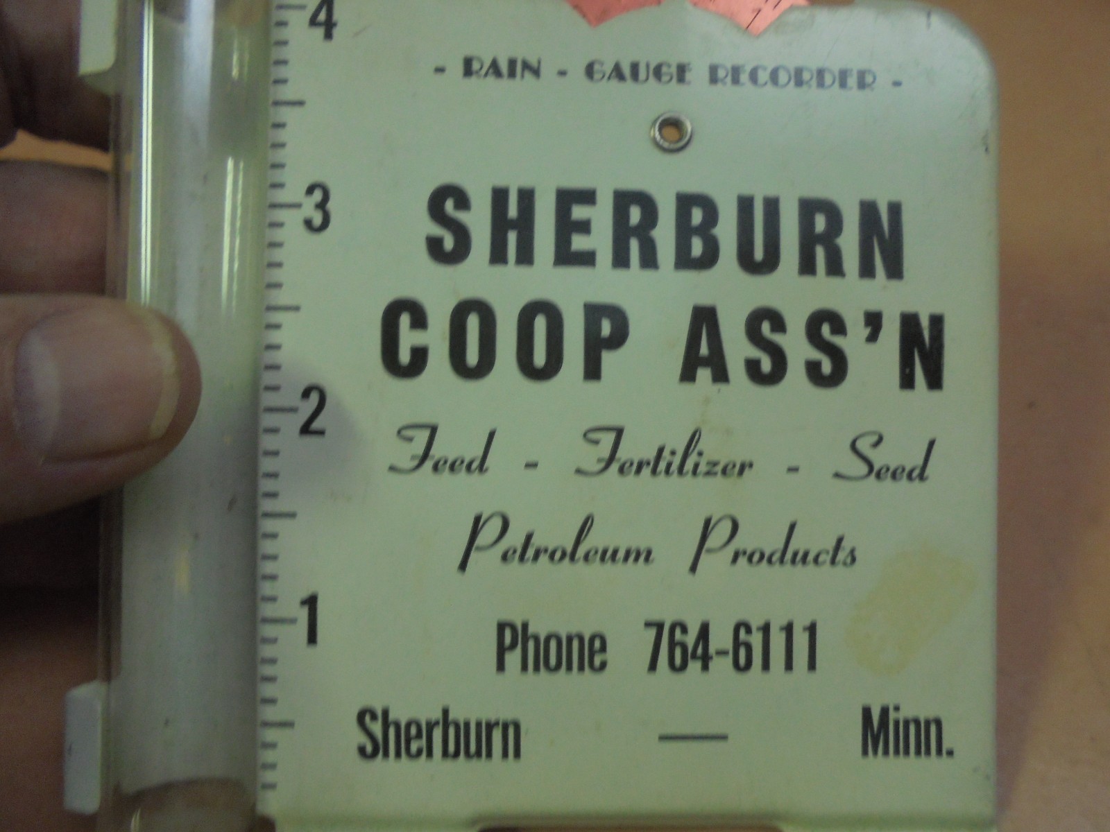 Vintage Sherburn Coop Ass’n Rain Gauge Sherburn, Minn.
