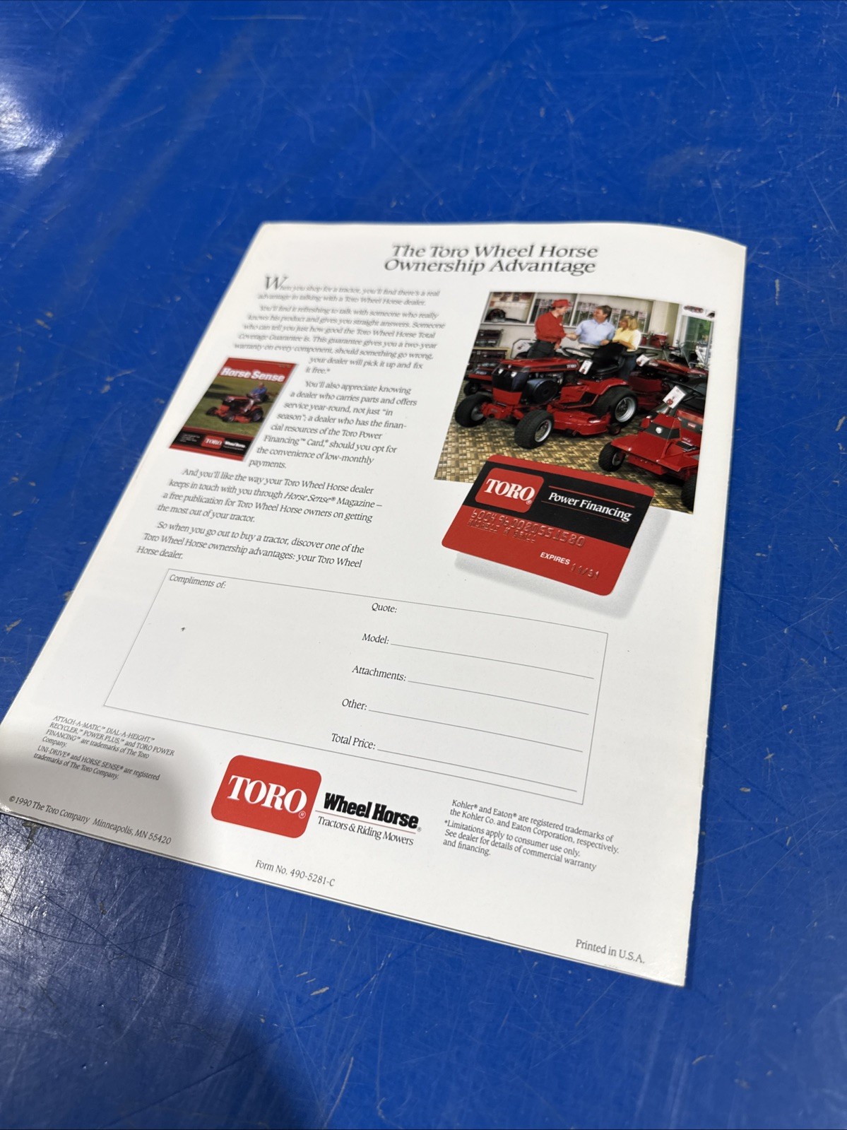 1991 Toro Wheel Horse Garden Tractors Brochure