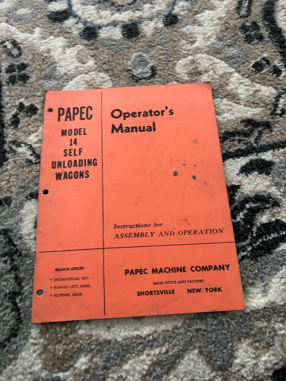 Papec 14 Self Unloading Forage Wagon Operator’s Manual FCCA24