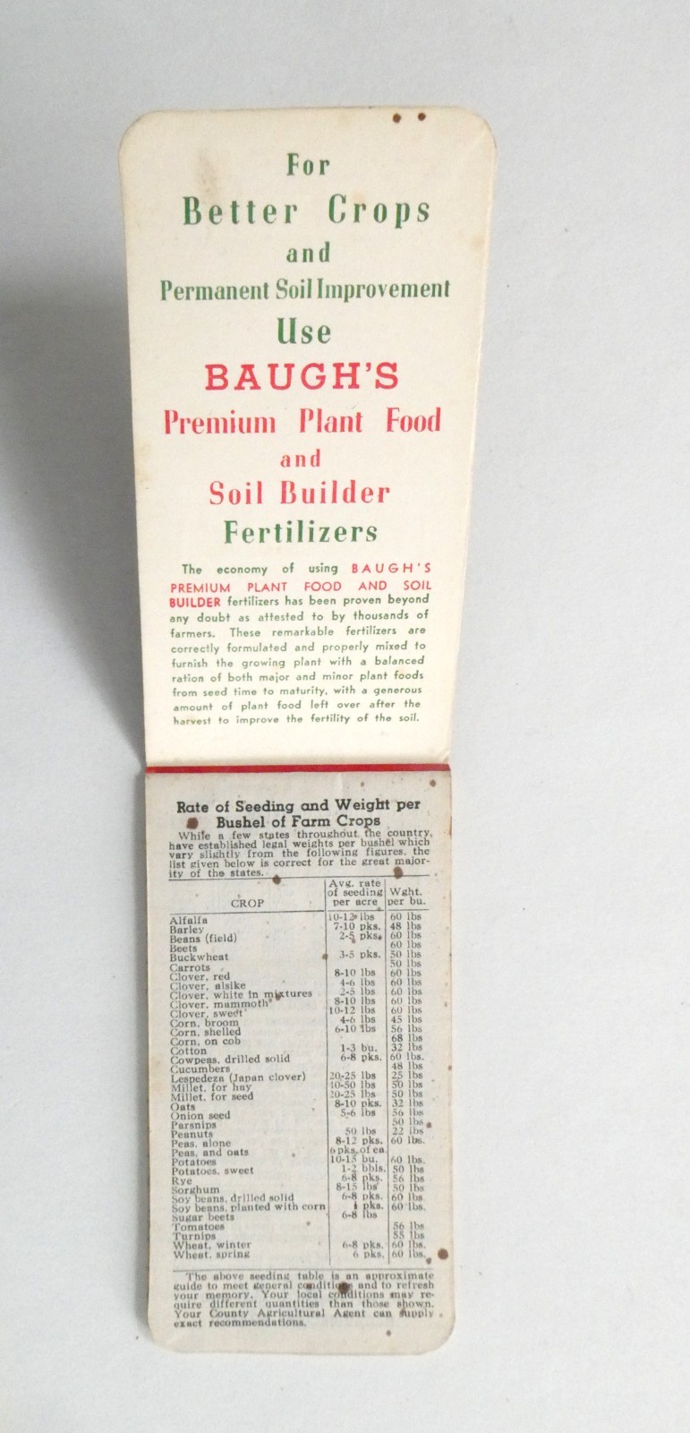 Baugh’s Premium Plant Food & Soil Builder Advertising Notebook VTG Fertilizer