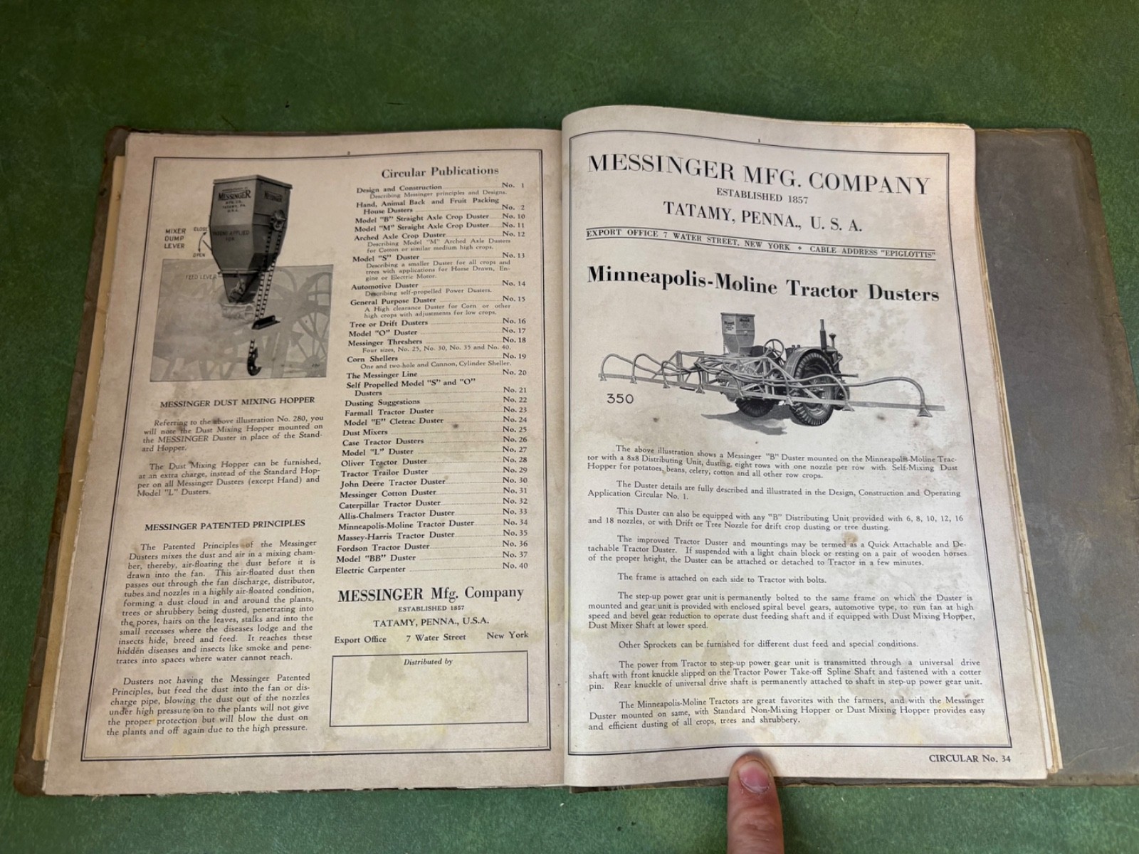 1939 Messinger Farm Machinery Manufacturing Dealer Sales Catalog Tatamy,Pa