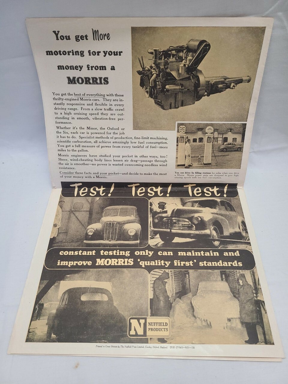 MORRIS MOTORS Brochure by NUFFIELD PRODUCTS 17″ x 11″ – RARE