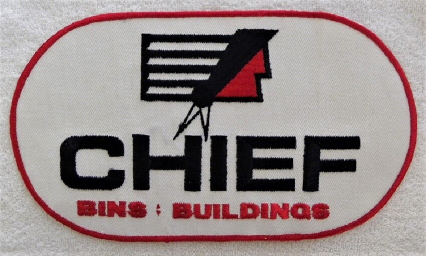 Vintage CHIEF Grain Bins, Farm Buildings, Employee Shirt-Jacket Large 11″ PATCH