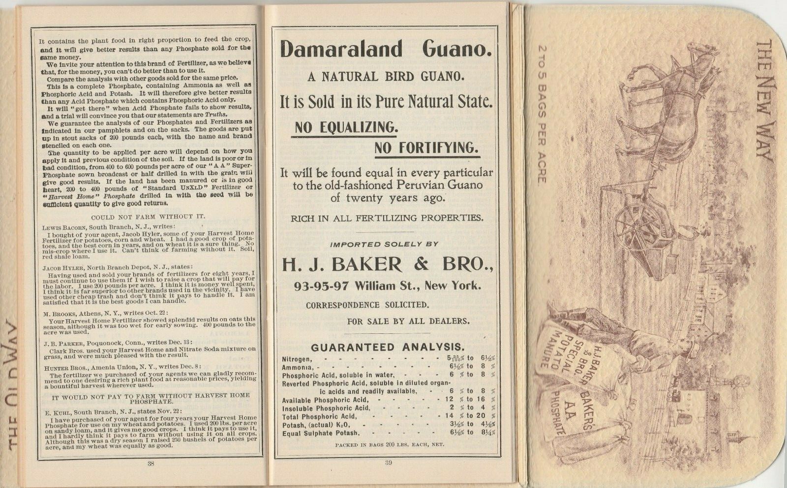1898 FACTS FOR FARMERS~H.J. BAKER FERTILIZERS,MANURES SALES BROCHURE
