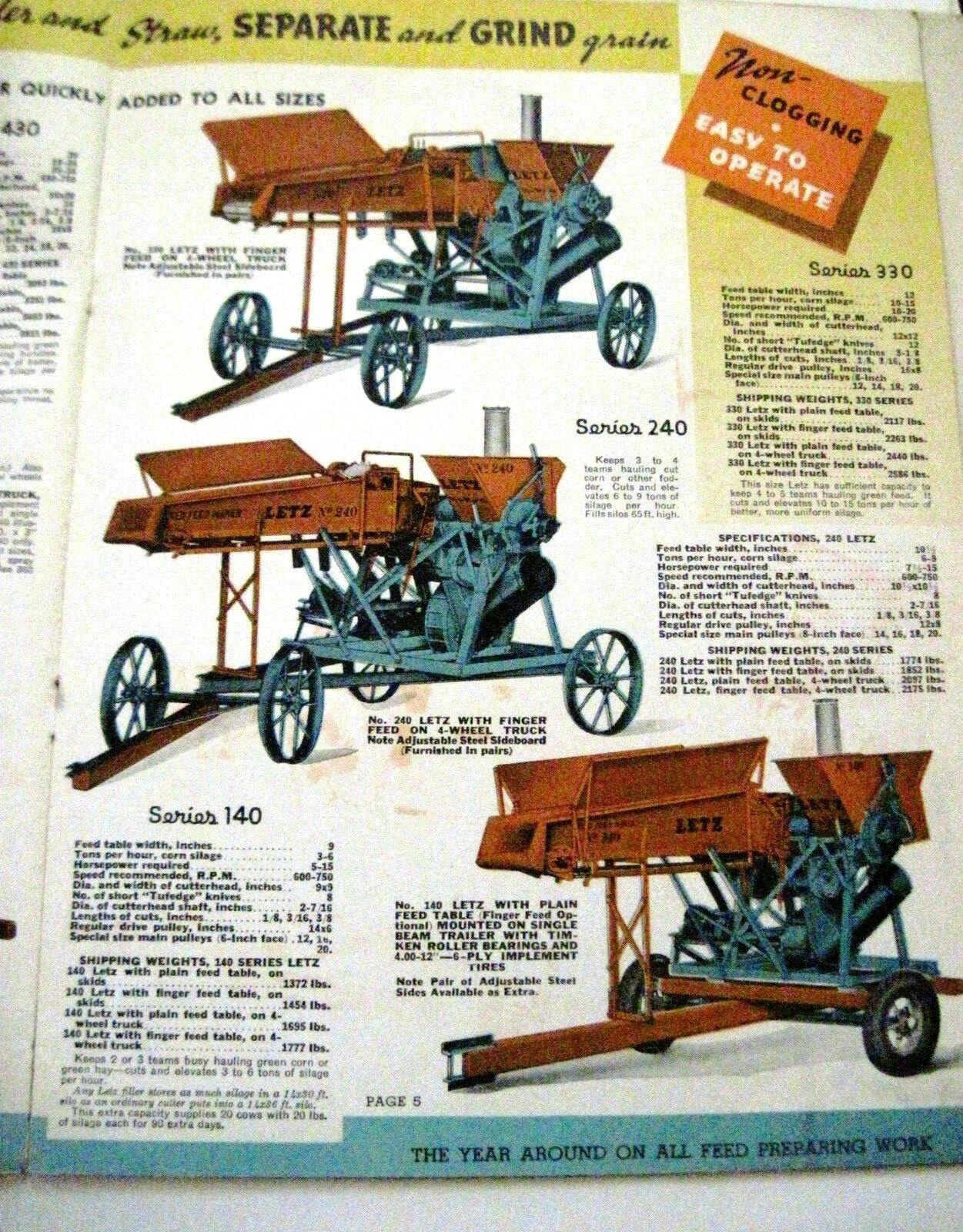 1939 Catalog “Letz” Farm Equipment w/ (4) Pamphlets – Describes Cows Stomach *