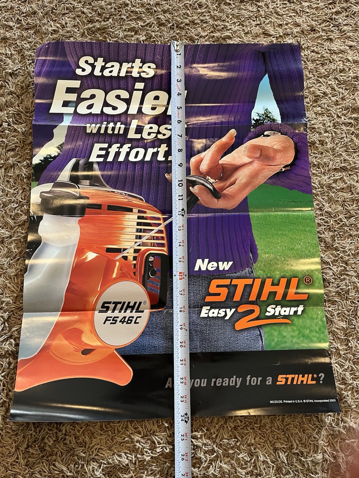 Vintage 2003 Stihl Easy 2 Start FS 46C Advertising Poster Folded Damage Tool