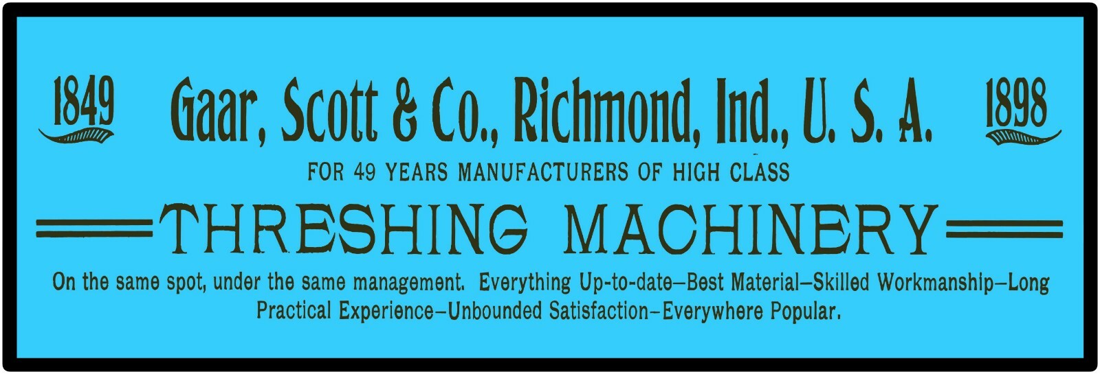 Gaar Scott Threshing Machinery 1898 New Metal Sign: 6″ x 18″ Long – Ships Free