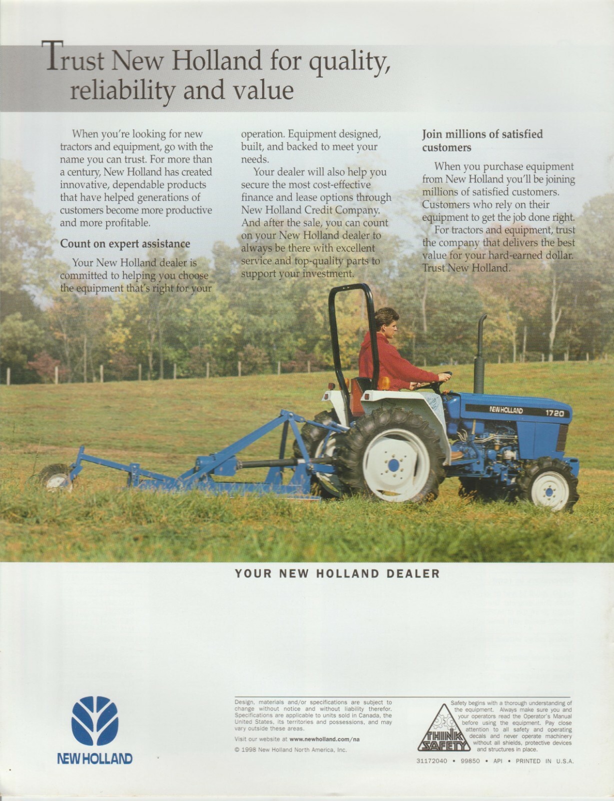 New Holland Compact Diesel Tractor Sales Brochure Models 1720 1920 2120 3415