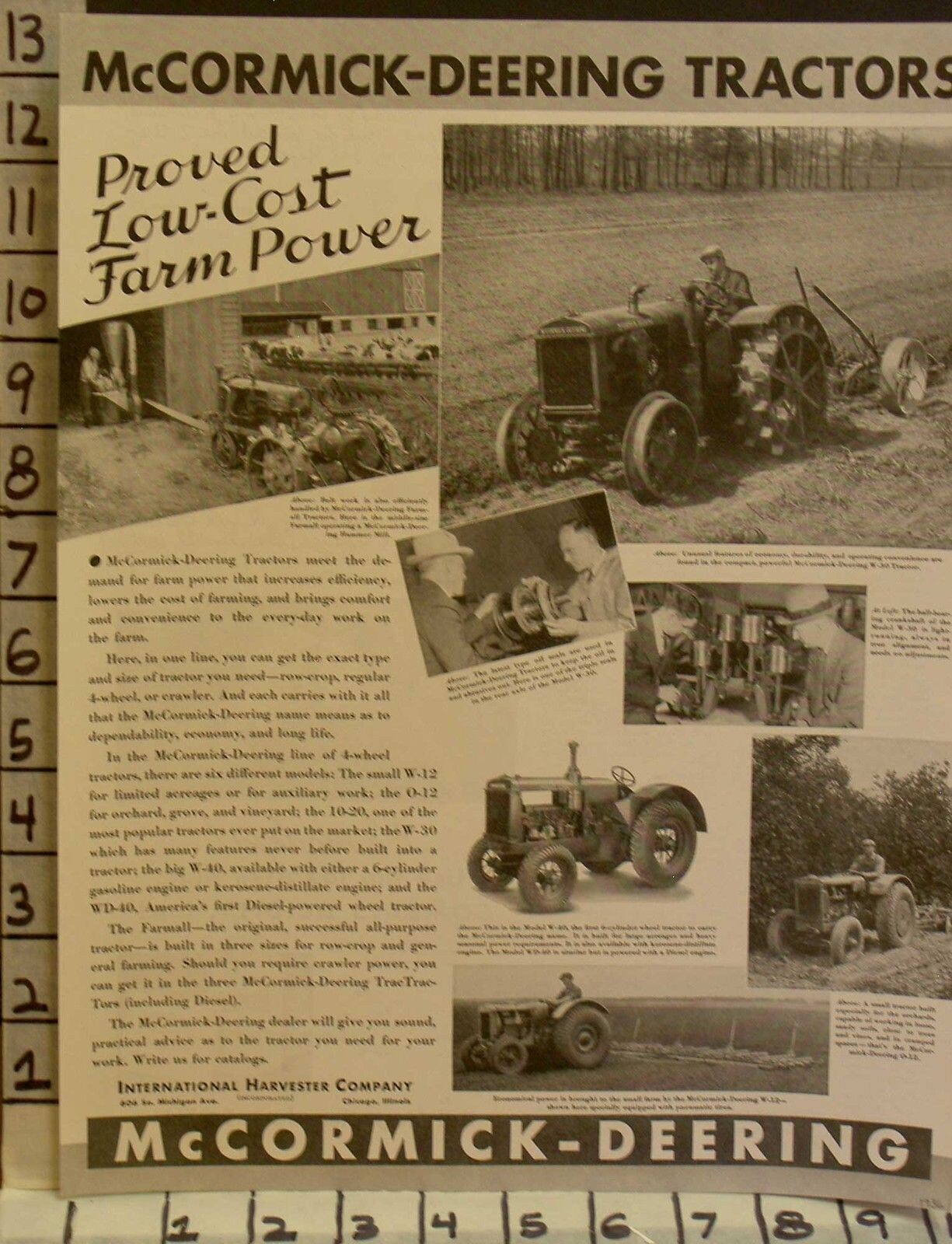 1936 McCORMICK DEERING TRACTOR FARM AGRICULTURE TIRE MODEL W-40 12 231223125