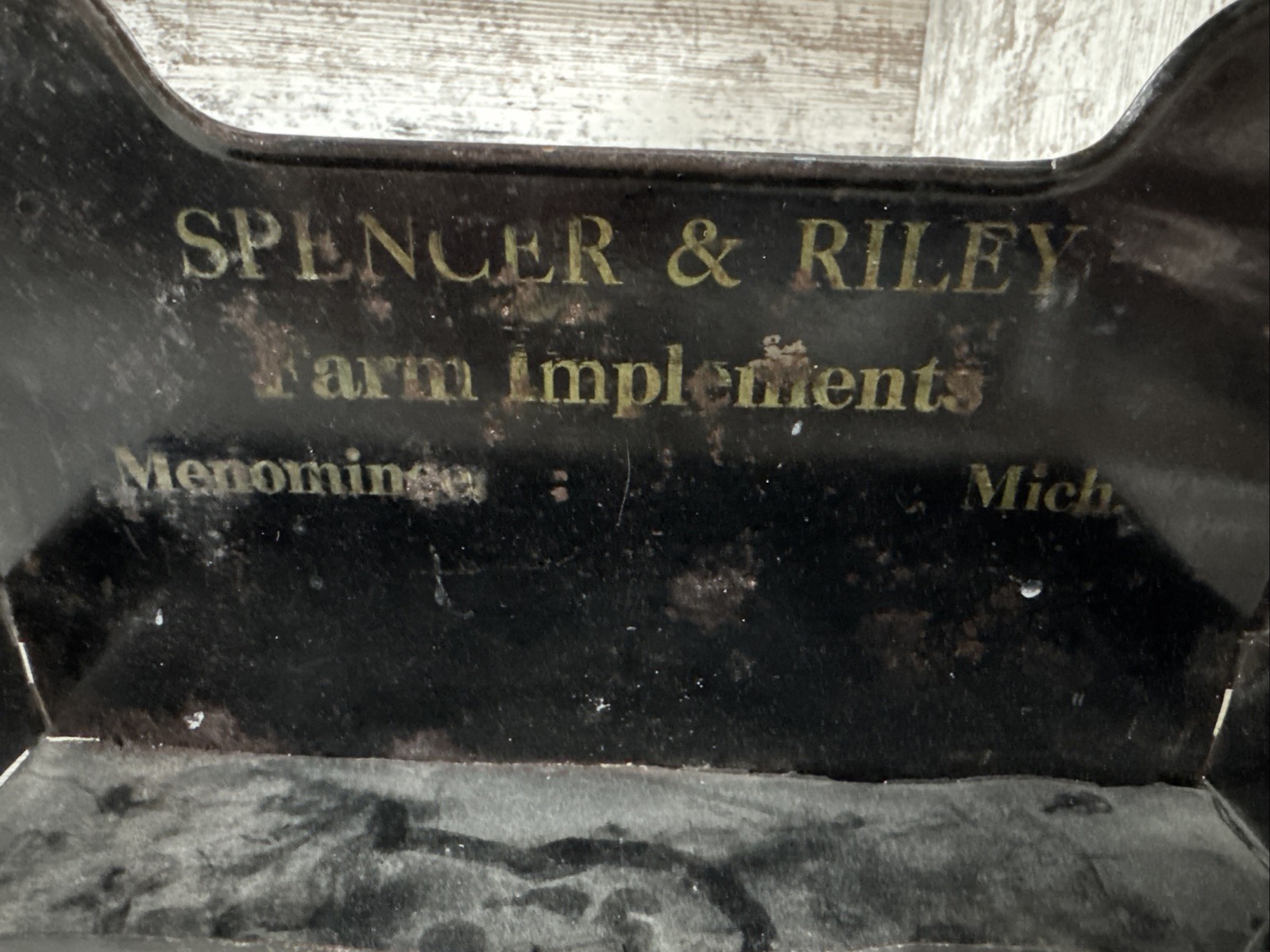Tin Match Holder? Comb Holder? Spencer & Riley Farm Implements Menominee Mich