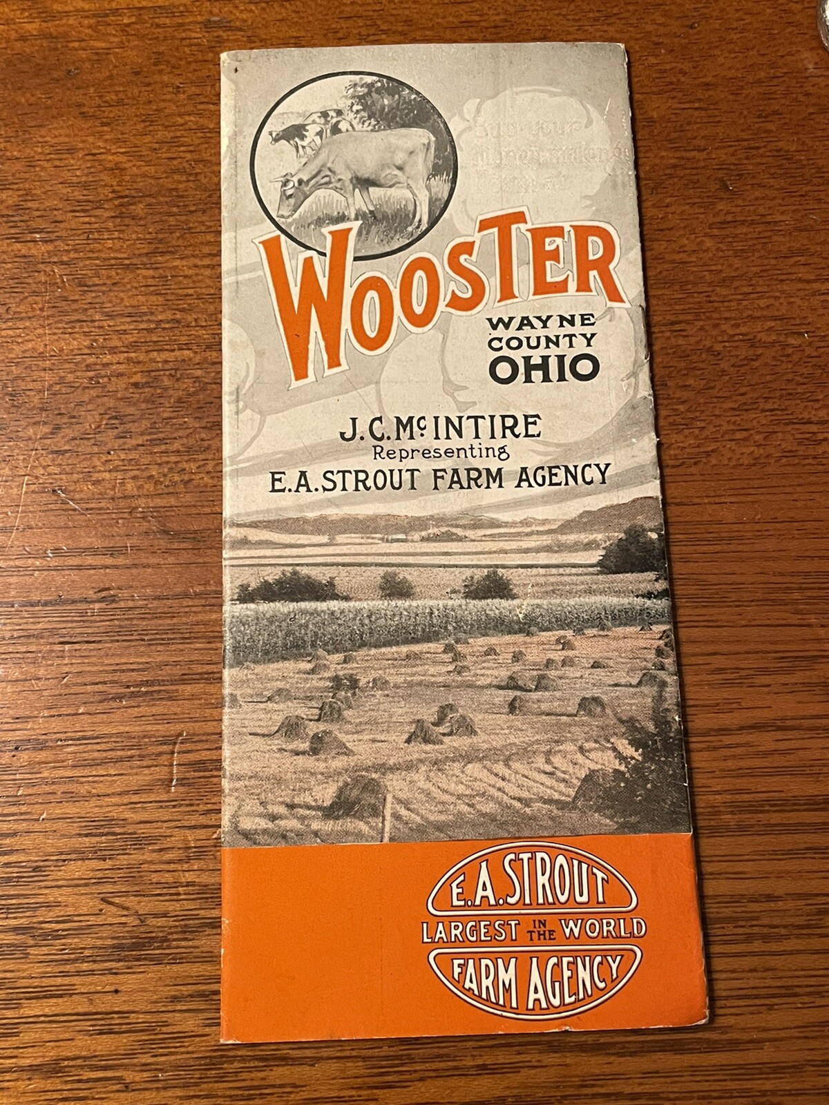 Antique Brochure Wooster Wayne County Ohio JC McIntire For EA Strout Farm Agency