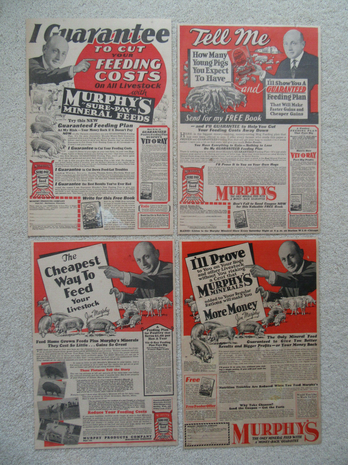 Murphy’s Sure-Pay Mineral Feed, Cattle, Hogs, Livestock, Ads