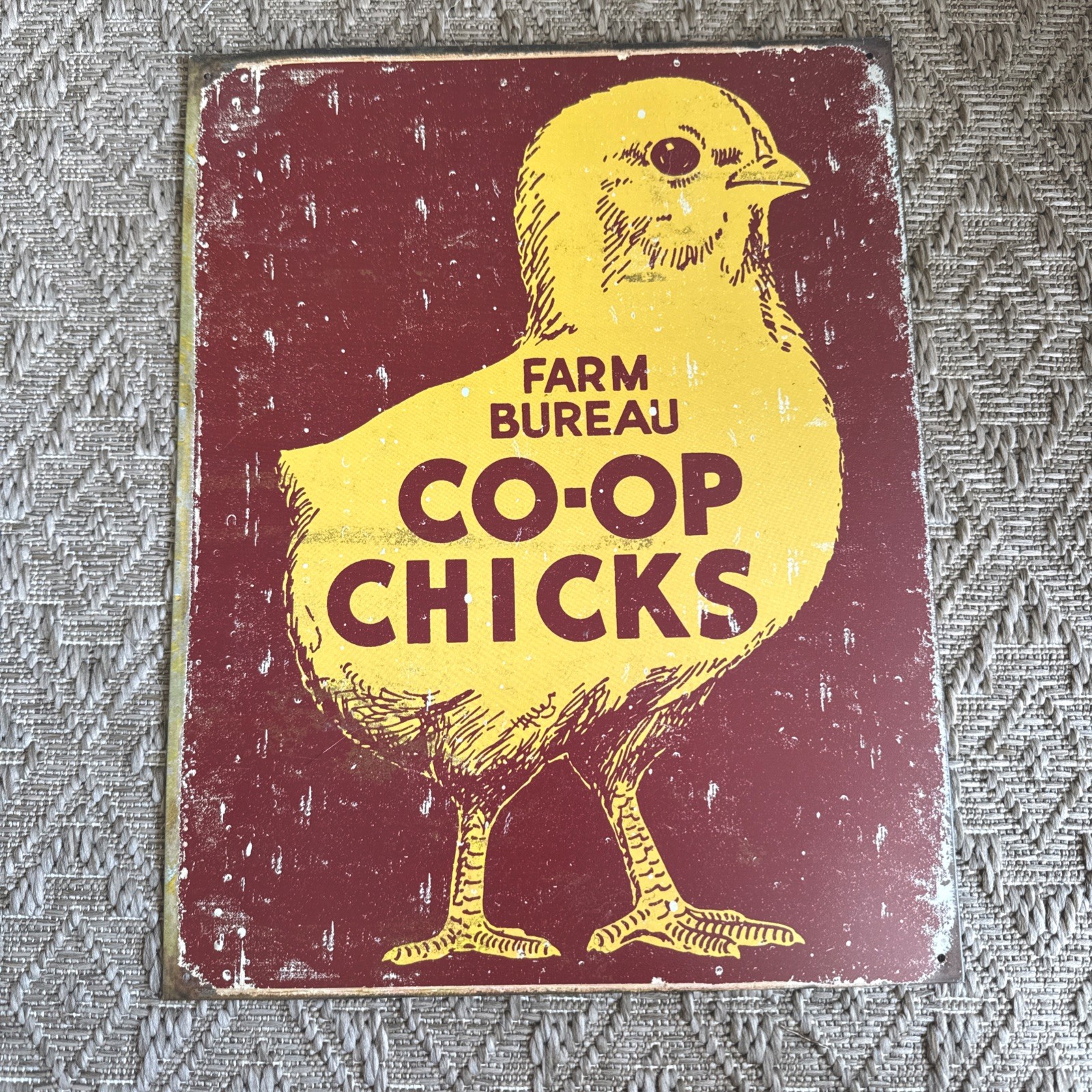 Farm Bureau Co-op Baby Chicks Sign Tin Vintage Garage Bar Decor Old Rustic