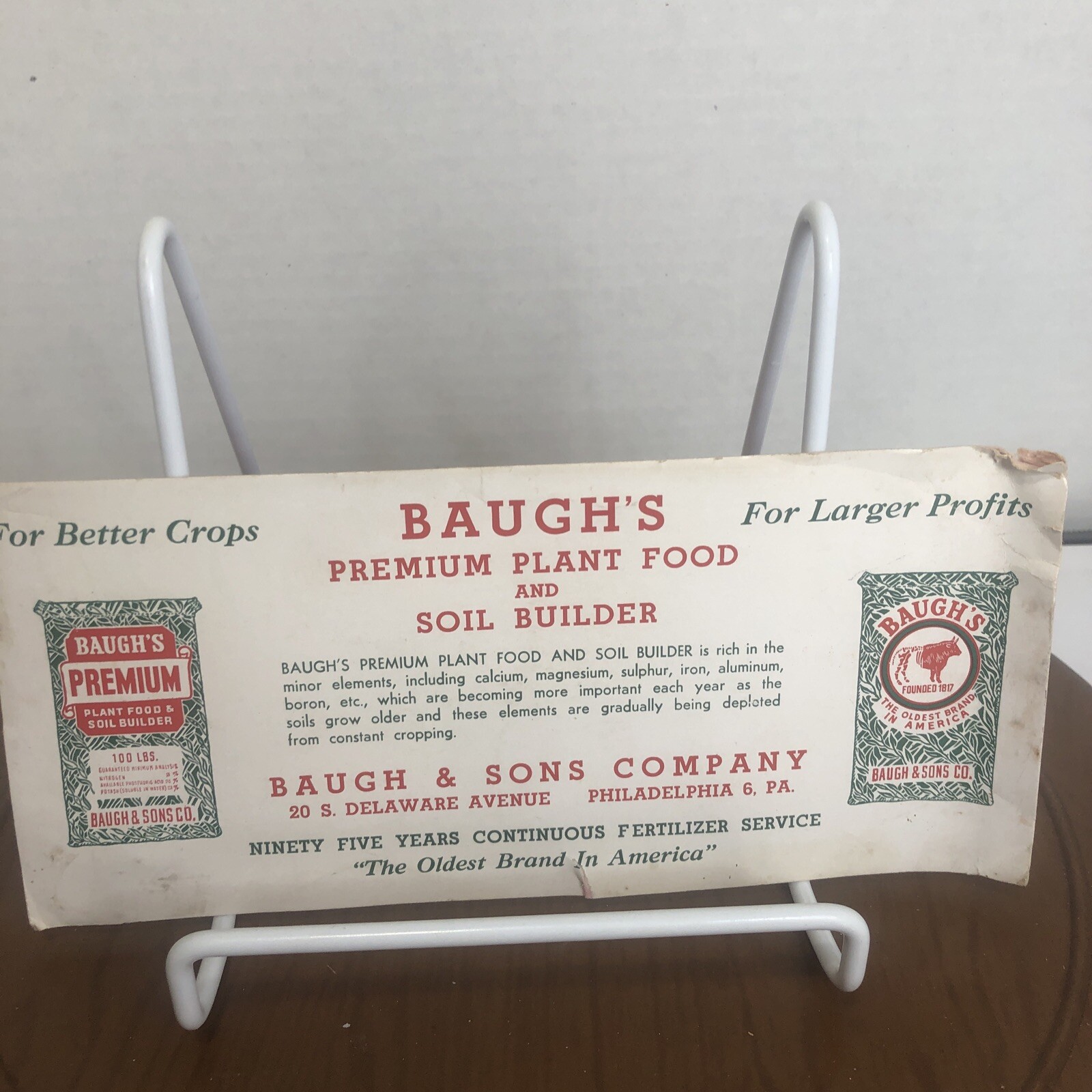 Baugh’s Fertilizers Advertising Scratch Pad and Information