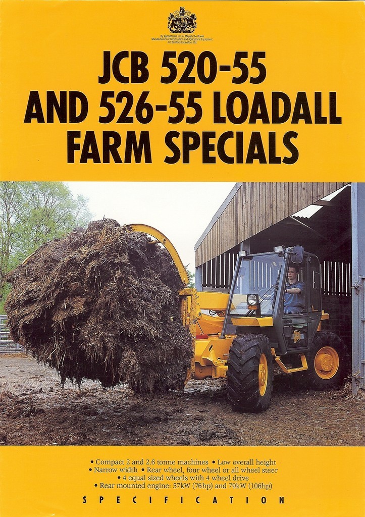 Farm Tractor Brochure – JCB – 520-55 526-55 – Loadall Farm Special – 1994 (FB57)