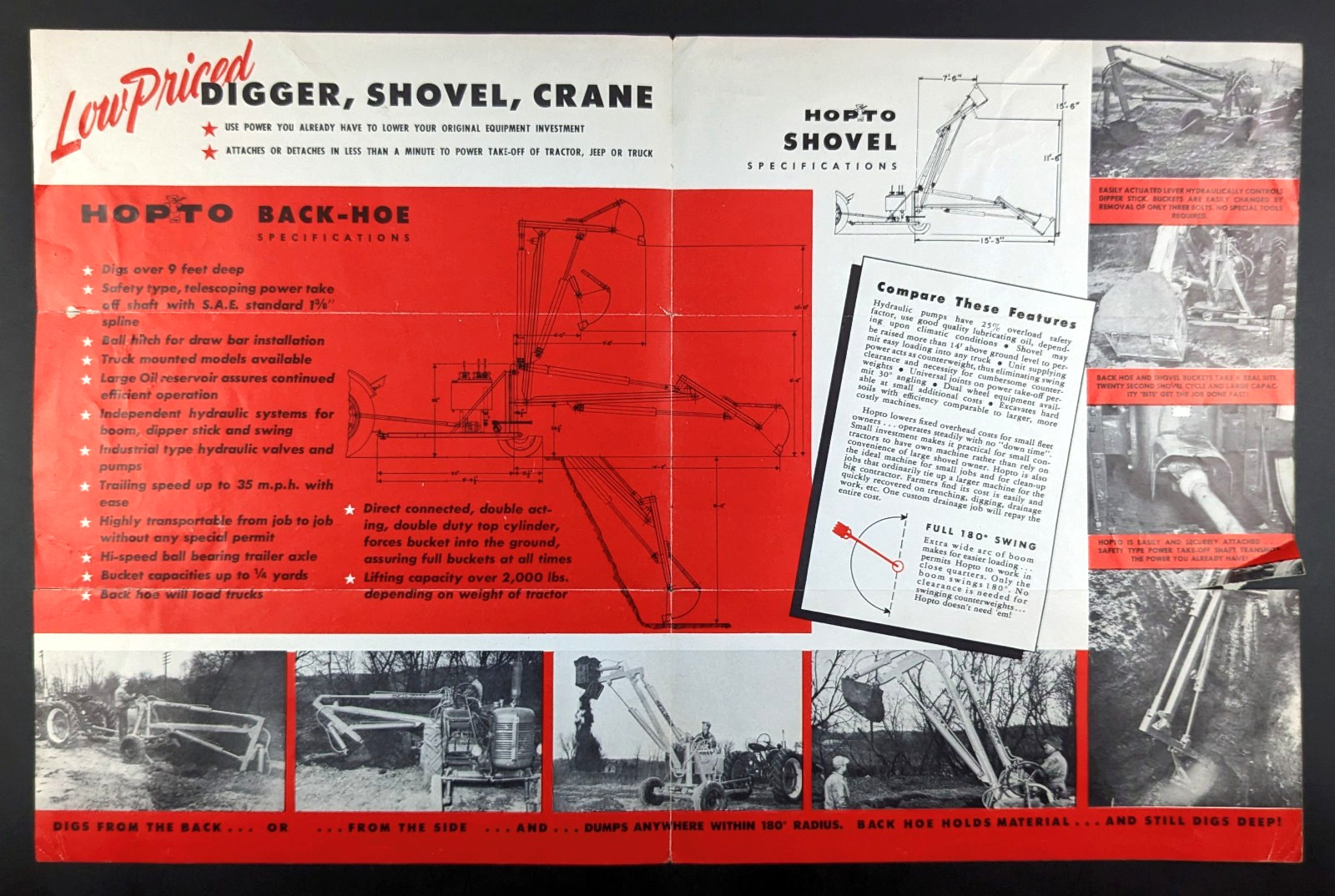 Vintage Badger Machine Company Brochure Hopto Digger Shovel Crane 1950s