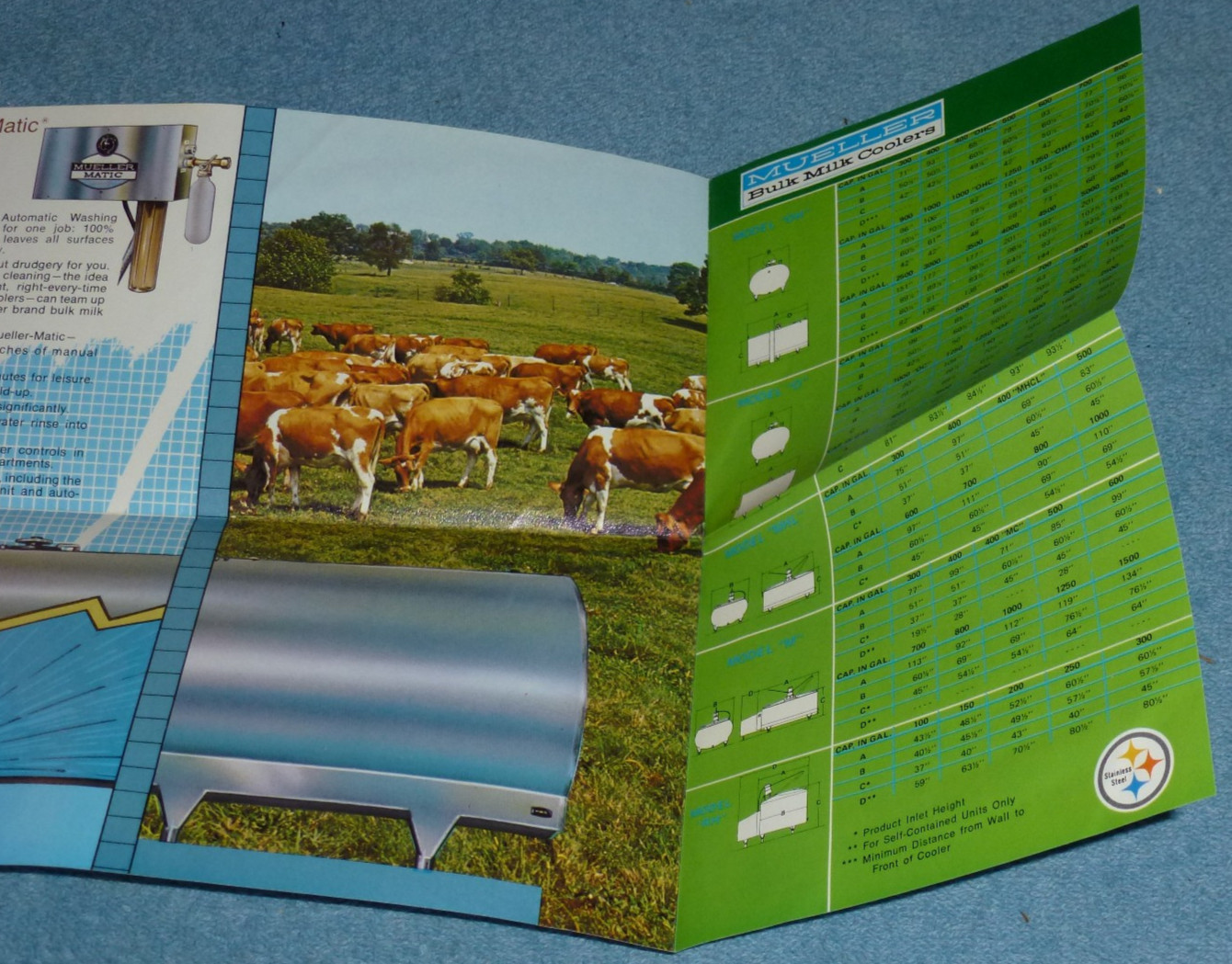 Vtg 1970s Mueller Bulk Milk Coolers Advertising Brochure Farm Equipment Specs