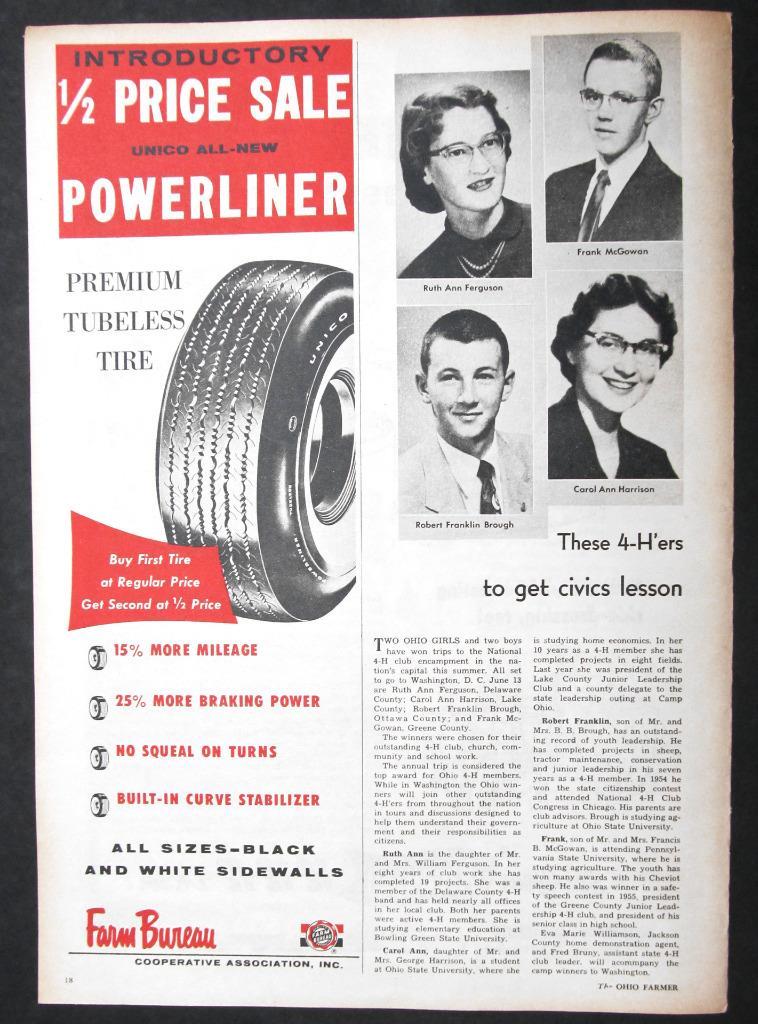 Orig 1956 4-H Article Featuring Robert Franklin Brough of Ottawa County Ohio