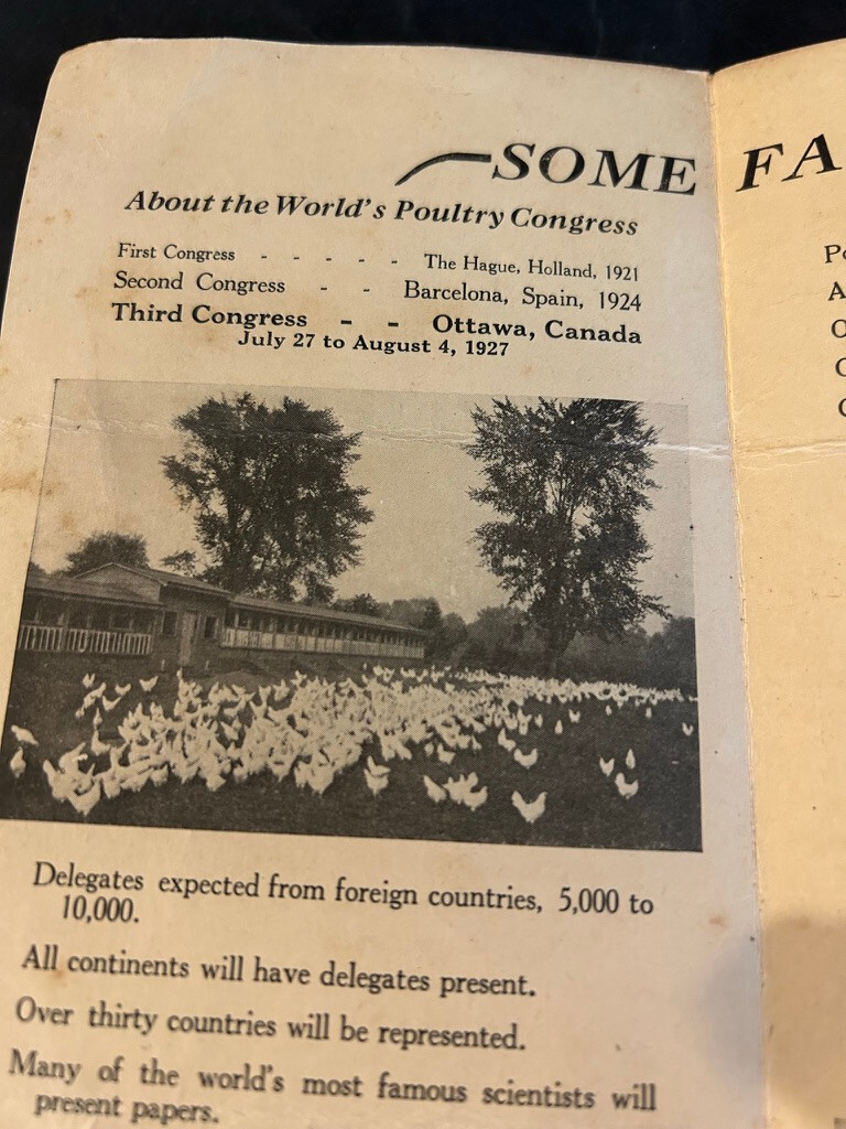 The World’s Poultry Congress Brochure – Ottawa, Canada 1927 Chicken
