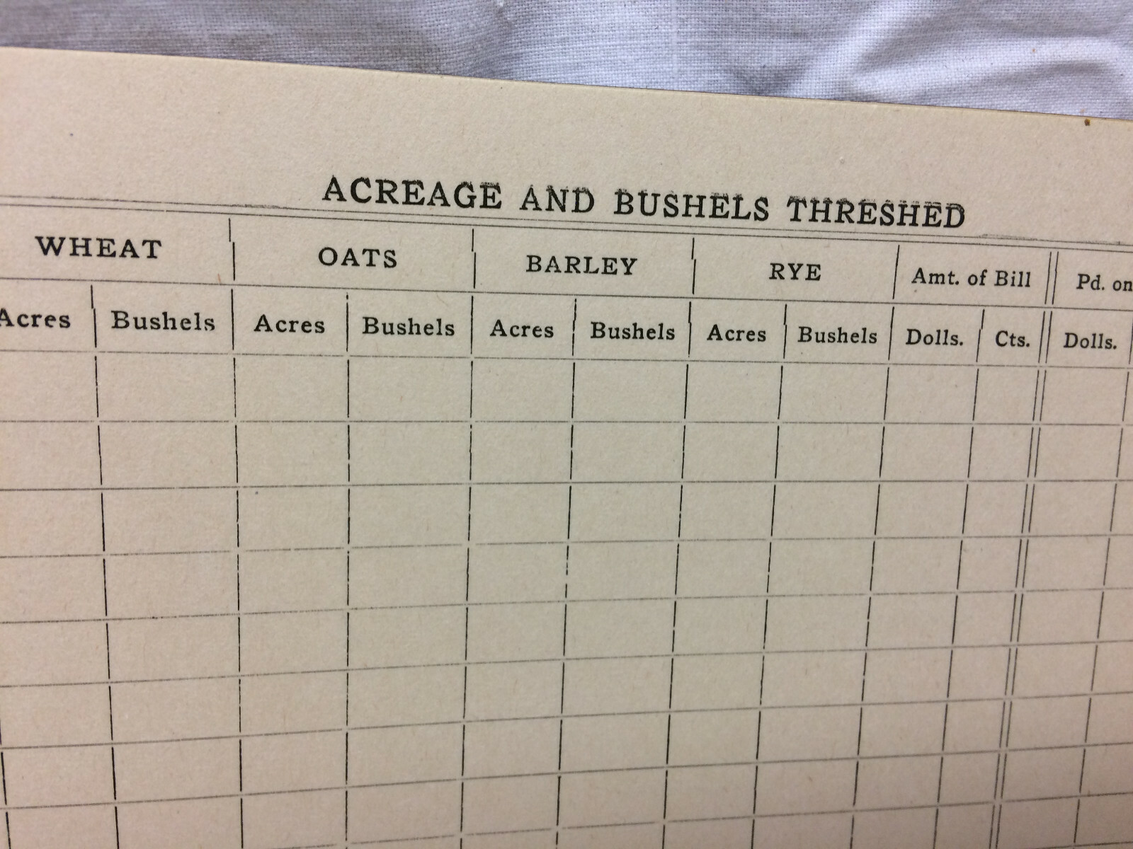 Vintage Threshers’ Book Farming Receipt Book Crop Weights & Measurement Chart