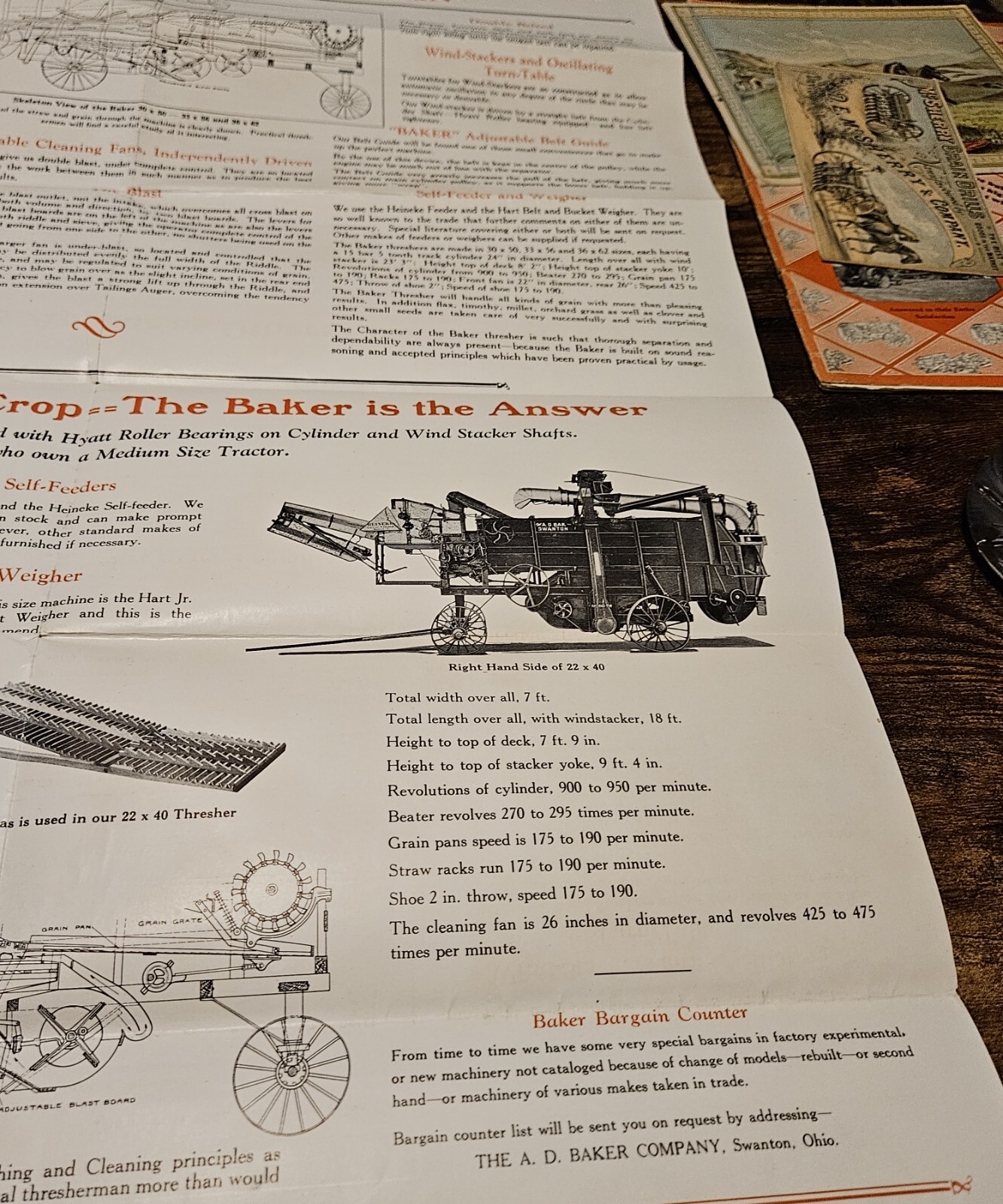Huge c1910 Baker Tractor Fold Out Brochure Swanton Ohio