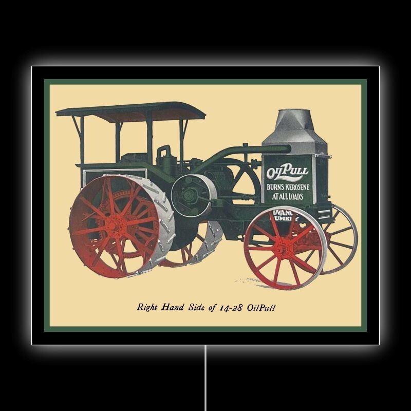 Rumely 14-28 Oil Pull Tractor, LaPorte, IN NEW LED Hanging Lighted Sign: 18×23″