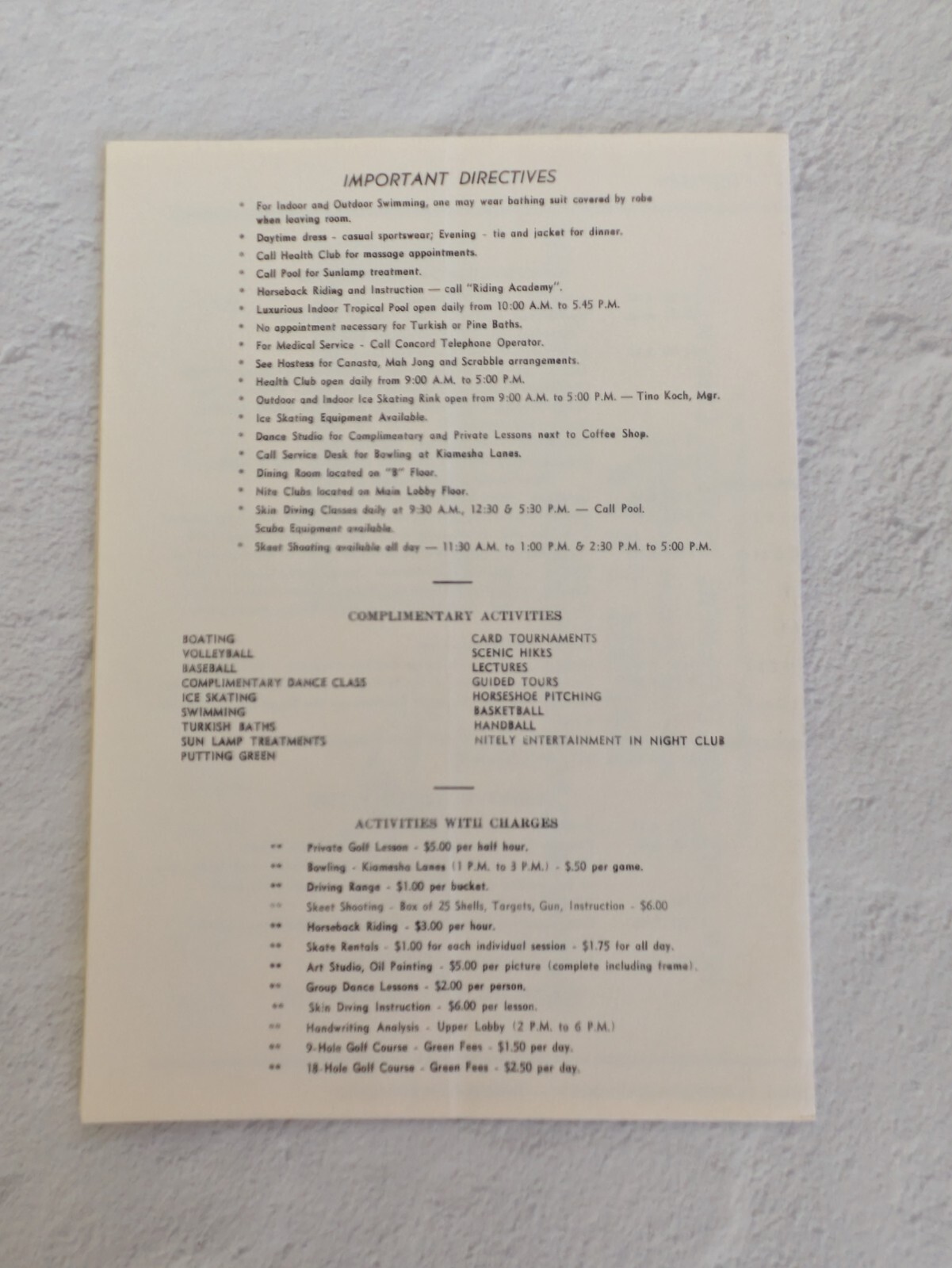 1962 New York Farm Equipment Dealers Associaton Ladies Program Concord Hotel