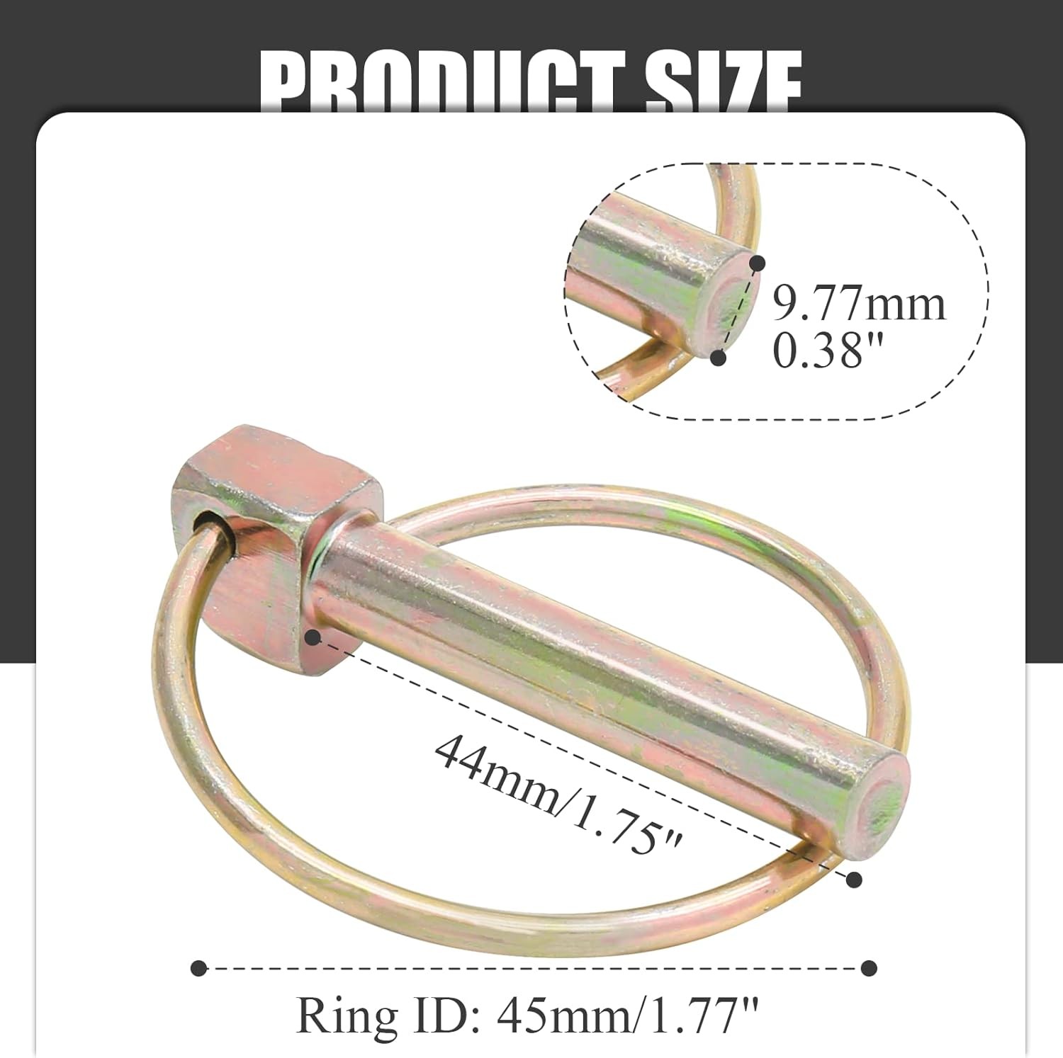 6Pcs 3/8 Inch Heavy Duty Lynch Pin with Ring, round Linch Pins Assortment Kit Lo