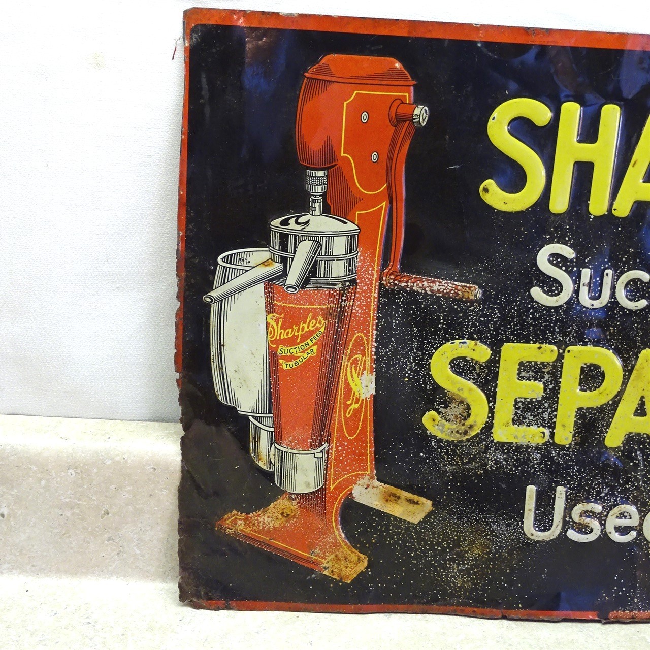 Vintage Tin Ad Sign Sharples Suction Feed Separator, Farm Dairy 19″ X 13.5″